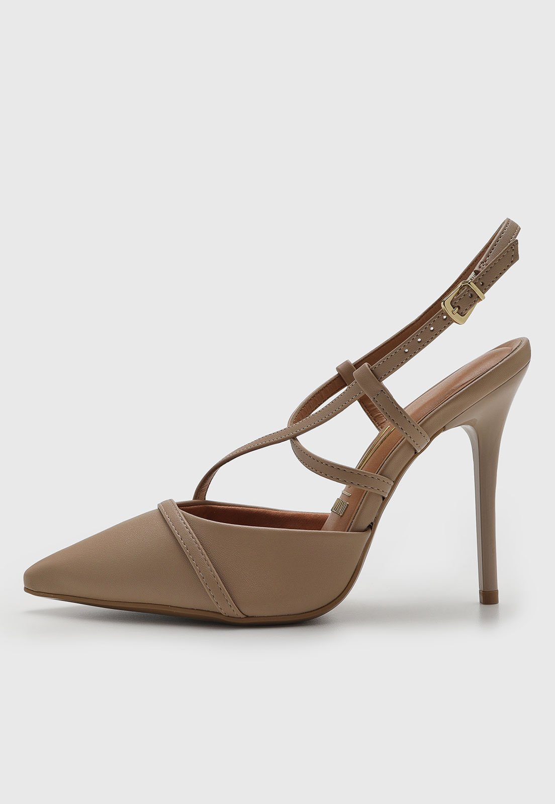 Vista 2 Scarpin Feminino Vizzano Salto Fino Tiras Cruzadas bege VIZZANO bege