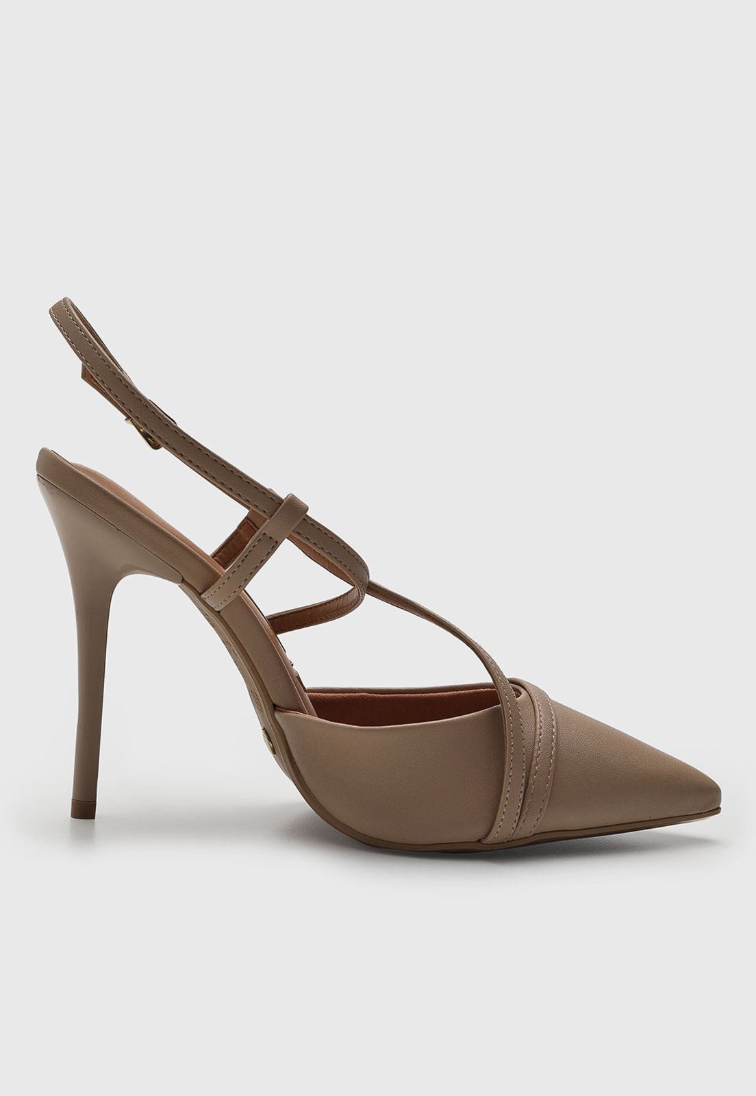 Vista 3 Scarpin Feminino Vizzano Salto Fino Tiras Cruzadas bege VIZZANO bege