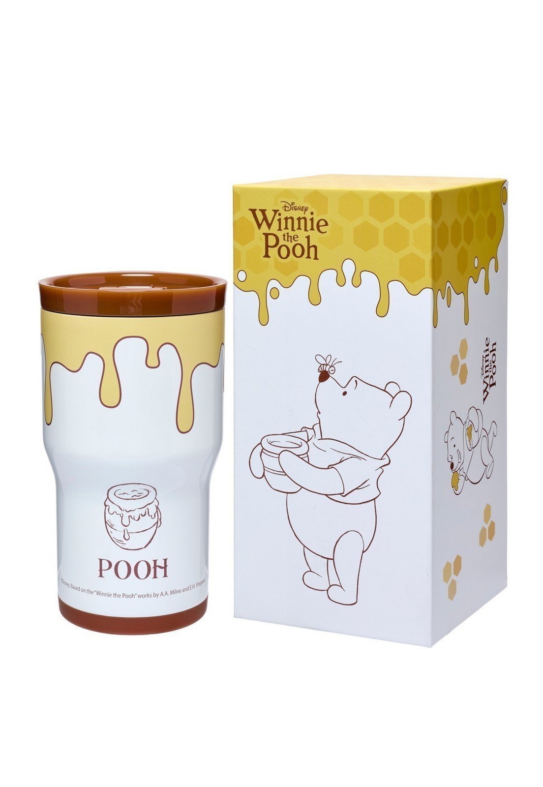 Infantil - Copo Térmico Ursinho Pooh 532ML Inox Resistente com Canudo - Bebidas Quentes ou Frias Original Disney