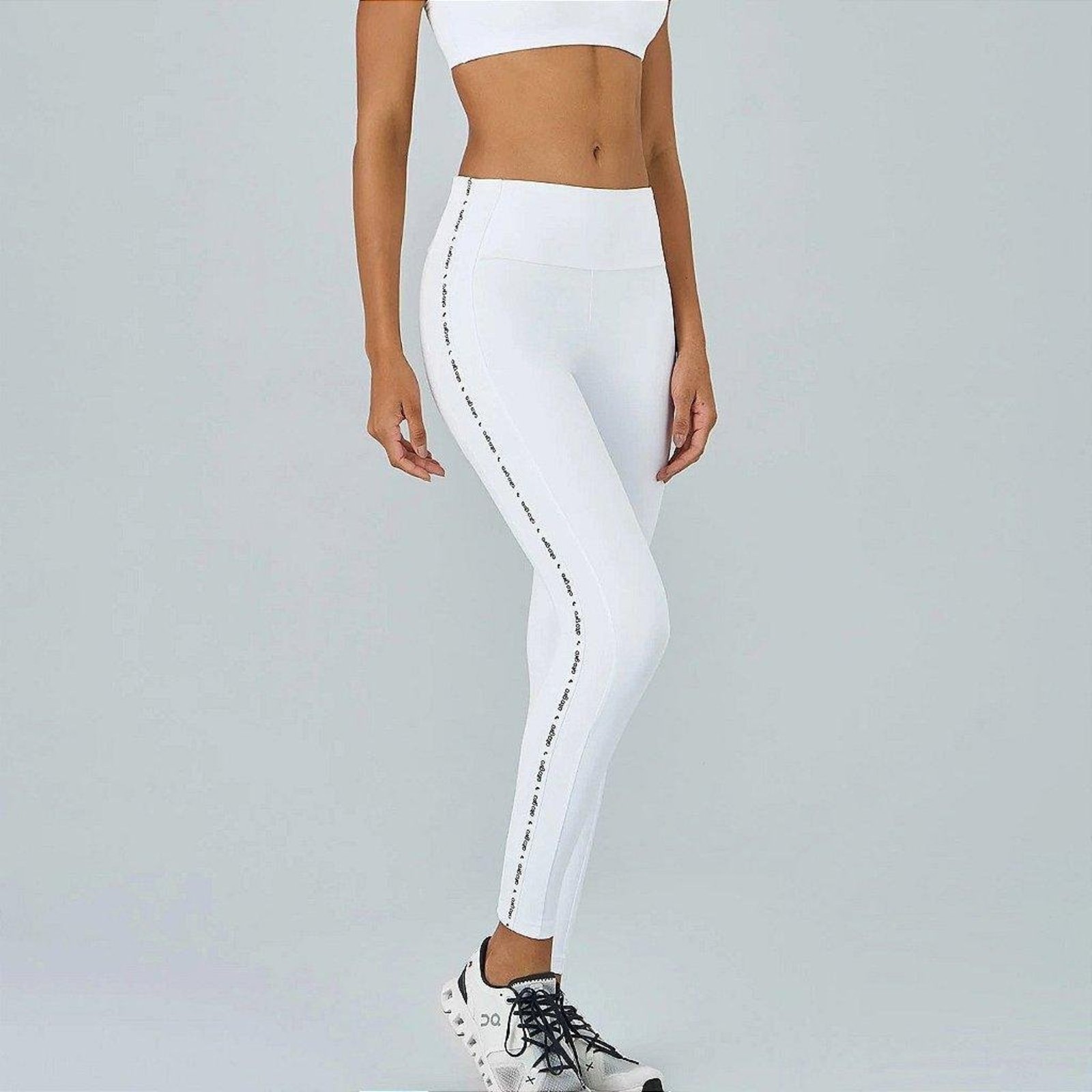 Legging Alto Giro Elástico Personalizado WT26 Branco Optico Branco