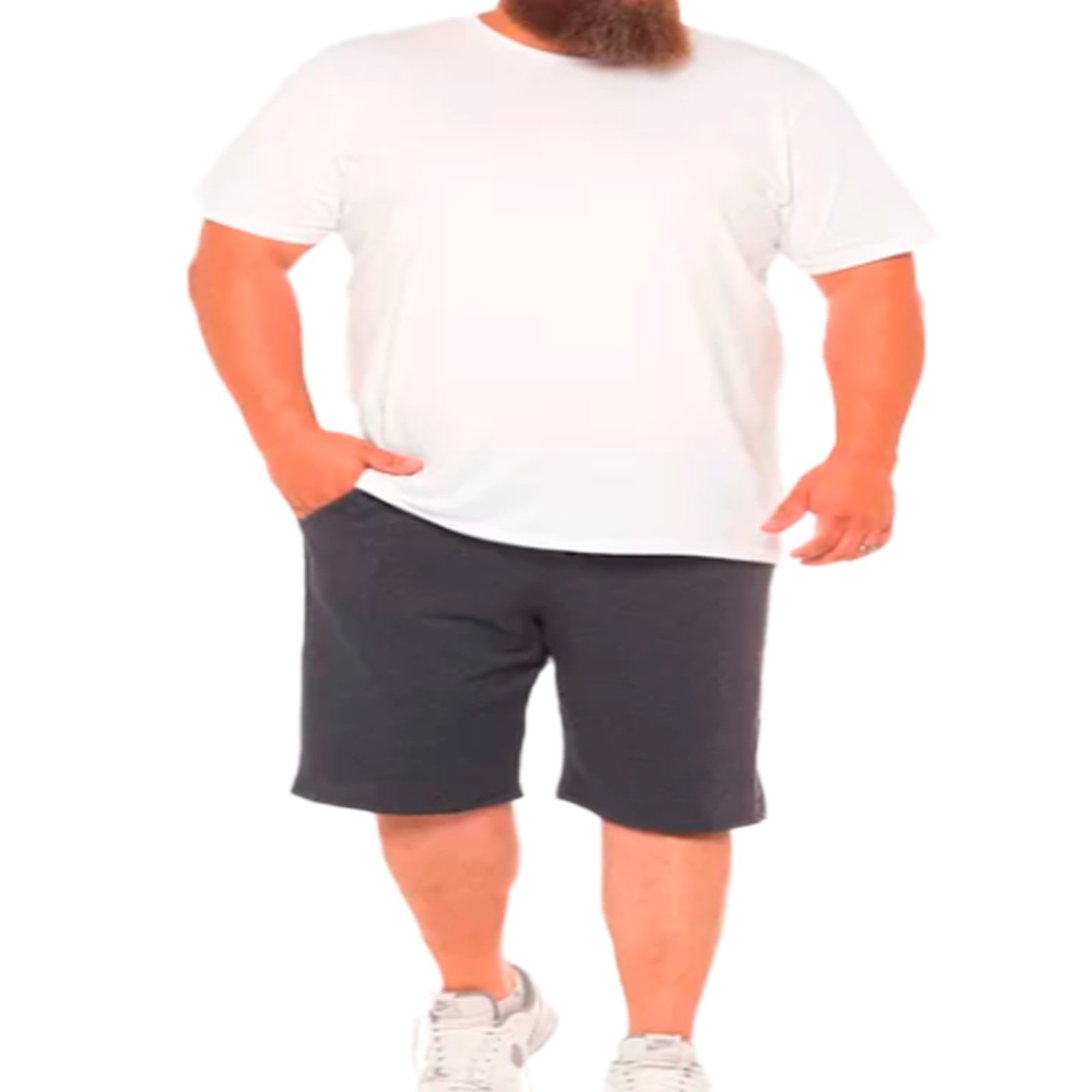 Vista 3 Bermuda De Moletom Masculino Plus Size W2 Casual Versátil E Resistente Ao Desgaste Escuro Chumbo W2 STORE cinza W2 STORE cinza