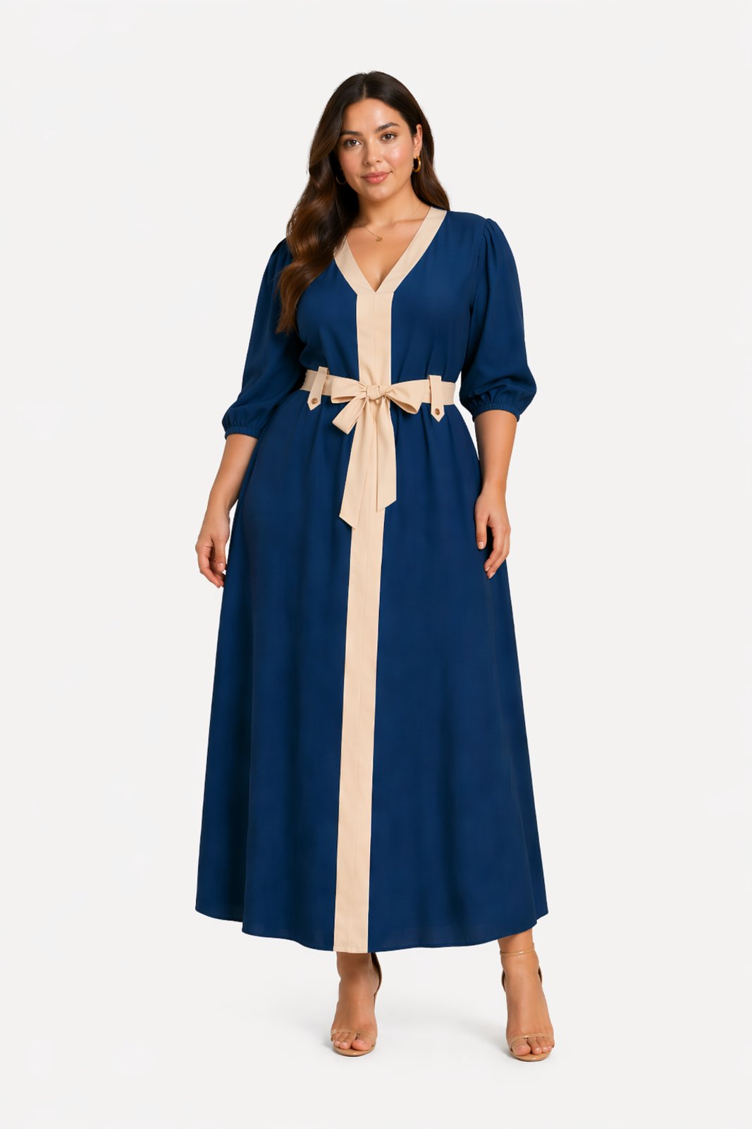 Vestido Midi D Bell Outlet Fashion Laço Azul
