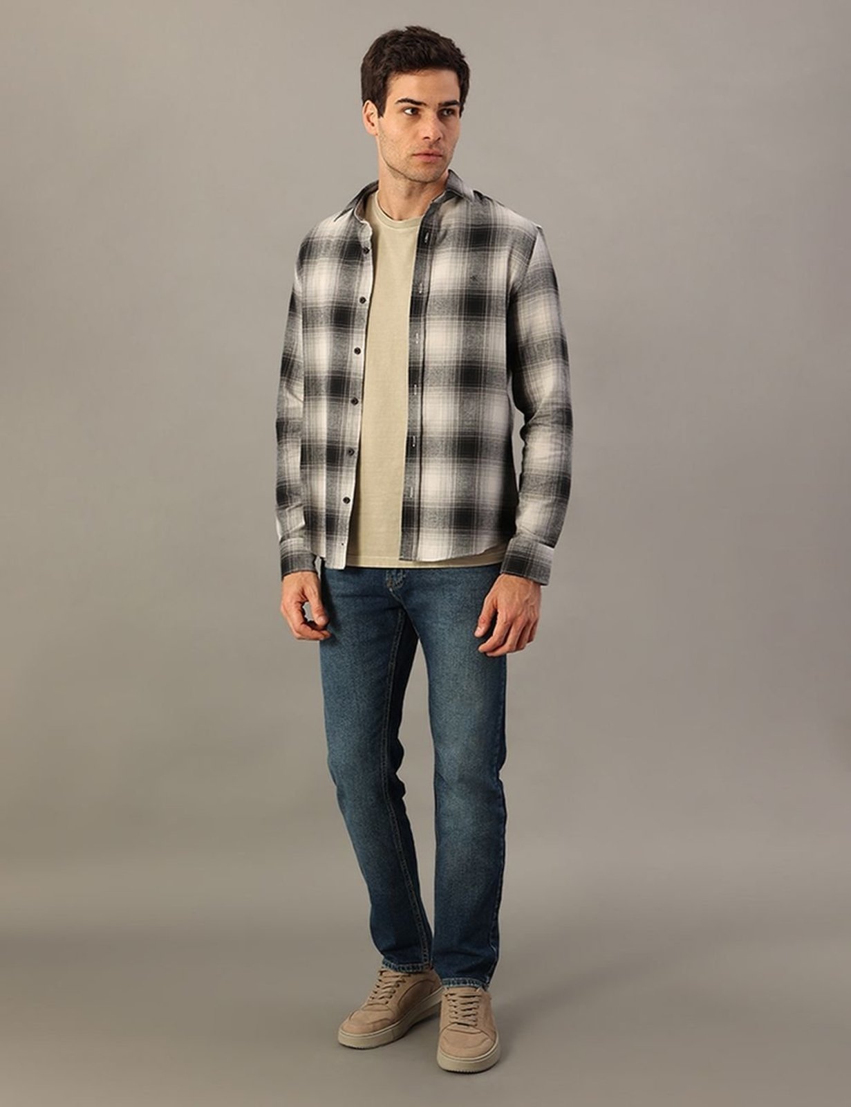 Camisa Calvin Klein Jeans Manga Longa Flanela Xadrez - Chumbo Calvin Klein Jeans