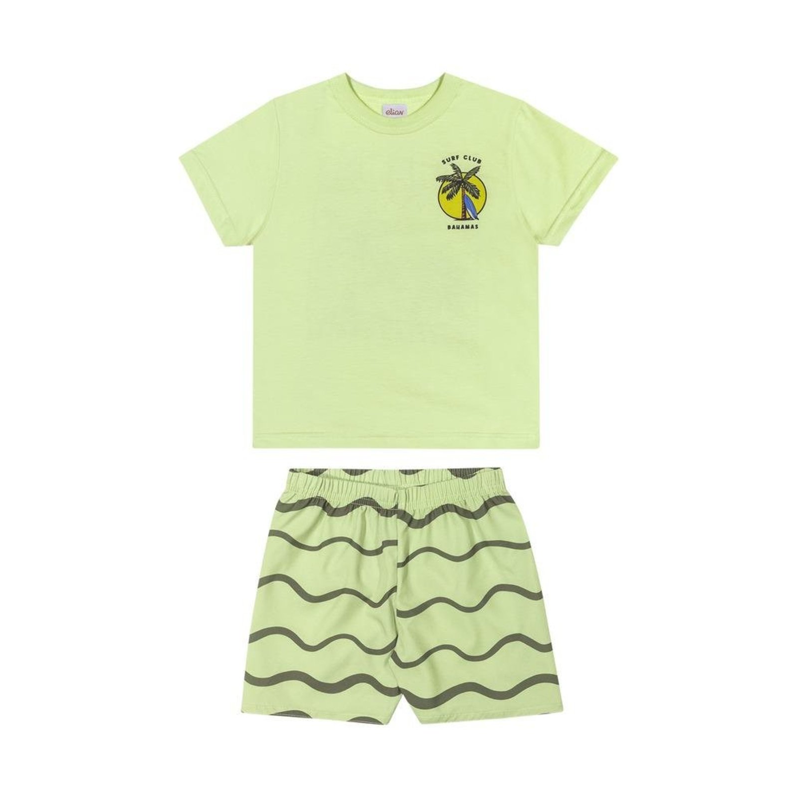 Infantil - Conjunto Verão Camiseta Bermuda Surf Club Elian Verde 1 Verde