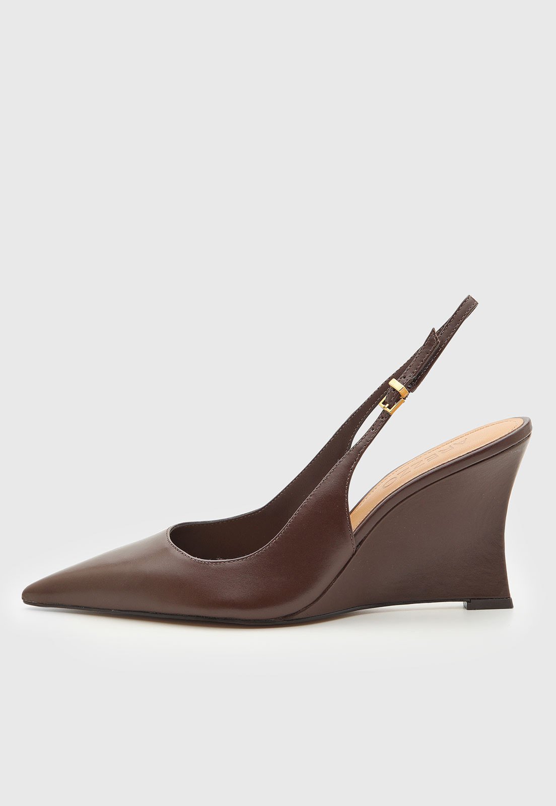 Scarpin Feminino Arezzo Slingback Anabela Couro Marrom