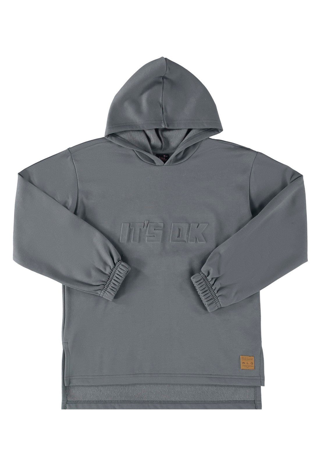 Infantil - Blusão Oversize em Moletom Juvenil Gloss Cinza Escuro