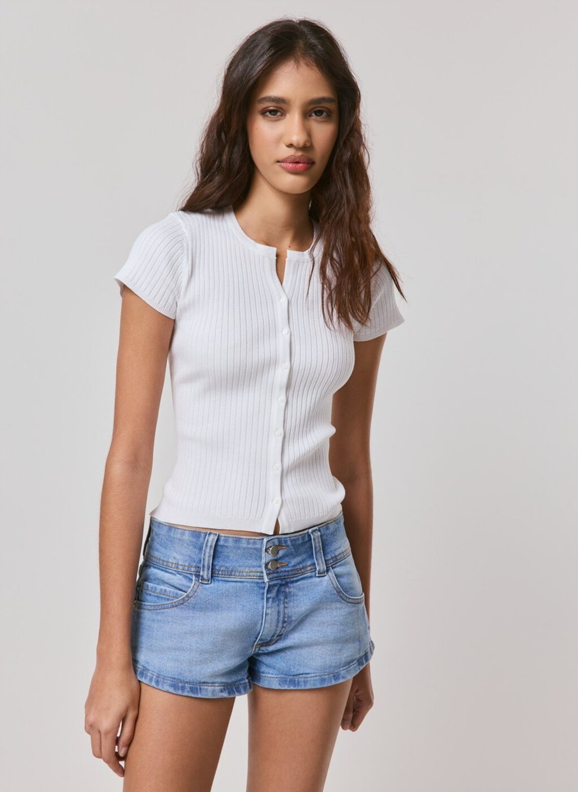 Blusa Canelada Com Botões