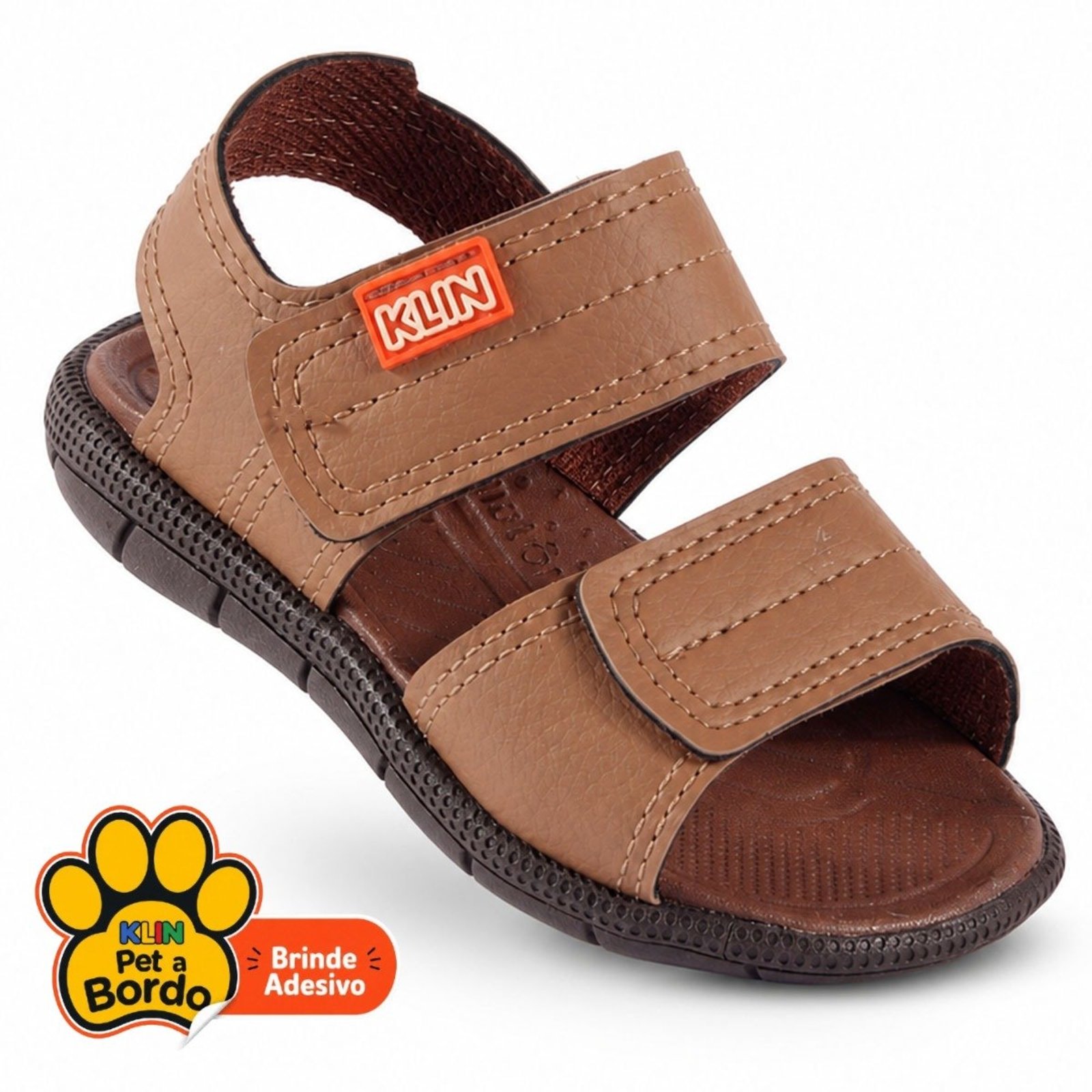 Infantil - Sandália Papete Masculina Klin Tic Tac Anatômica Marrom