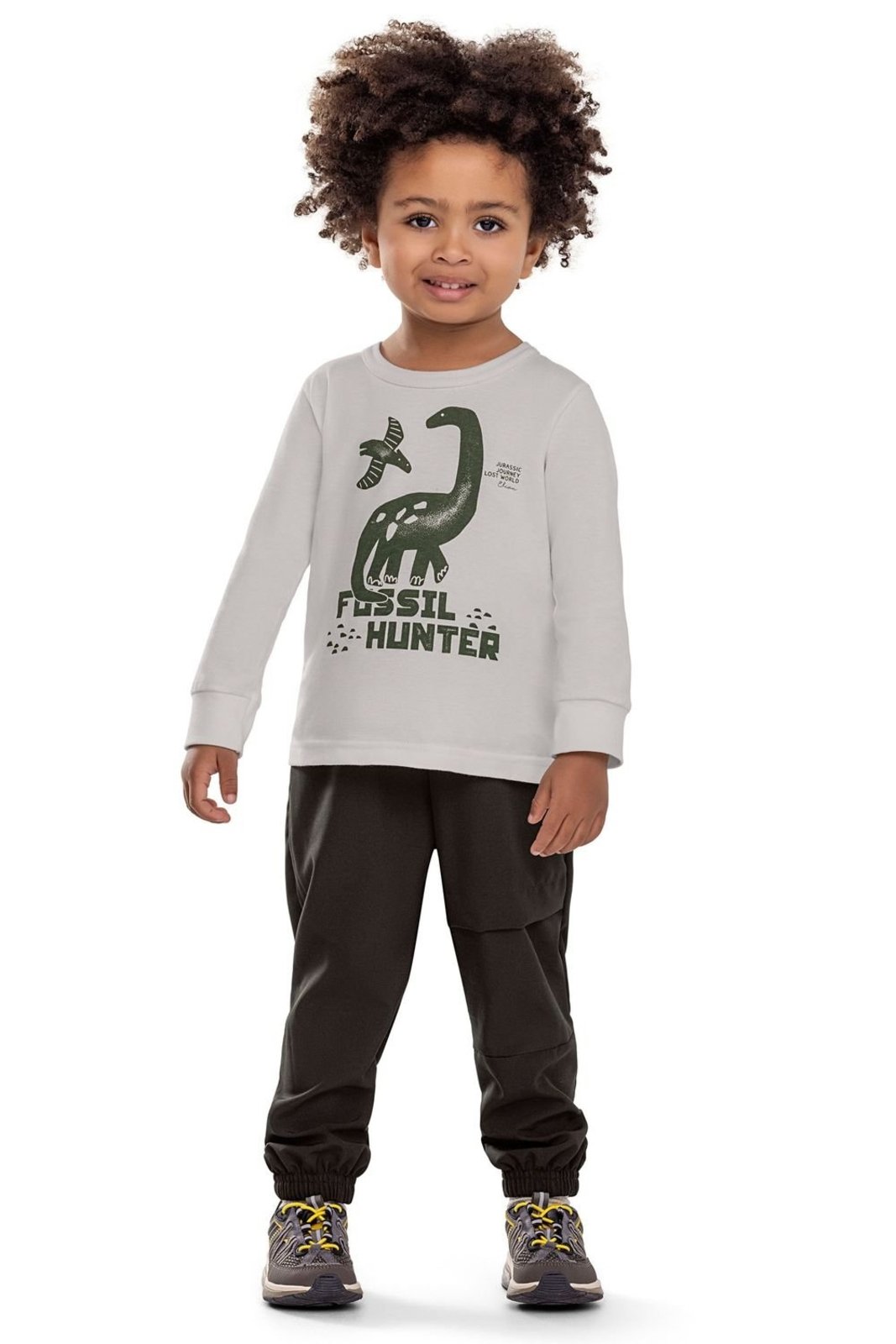 Infantil - Conjunto Menino Dino Hunter Elian Cinza
