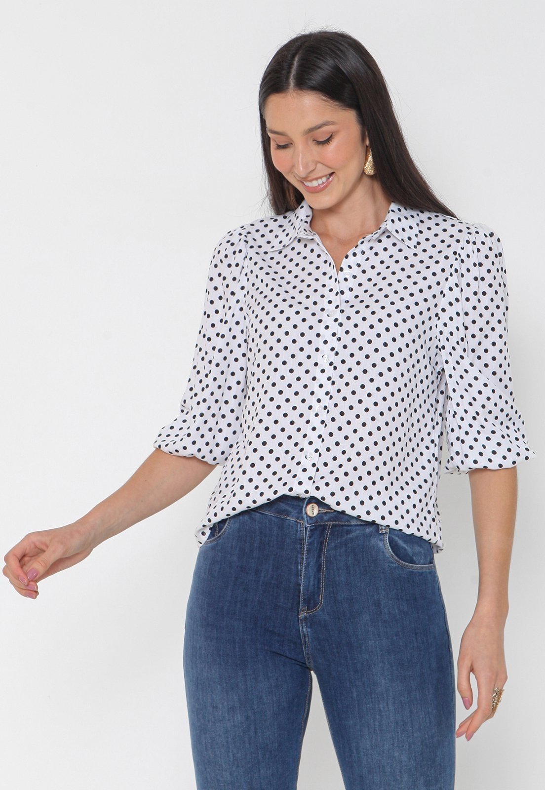 Camisa Intens Manga 3/4 Viscolinho Branco