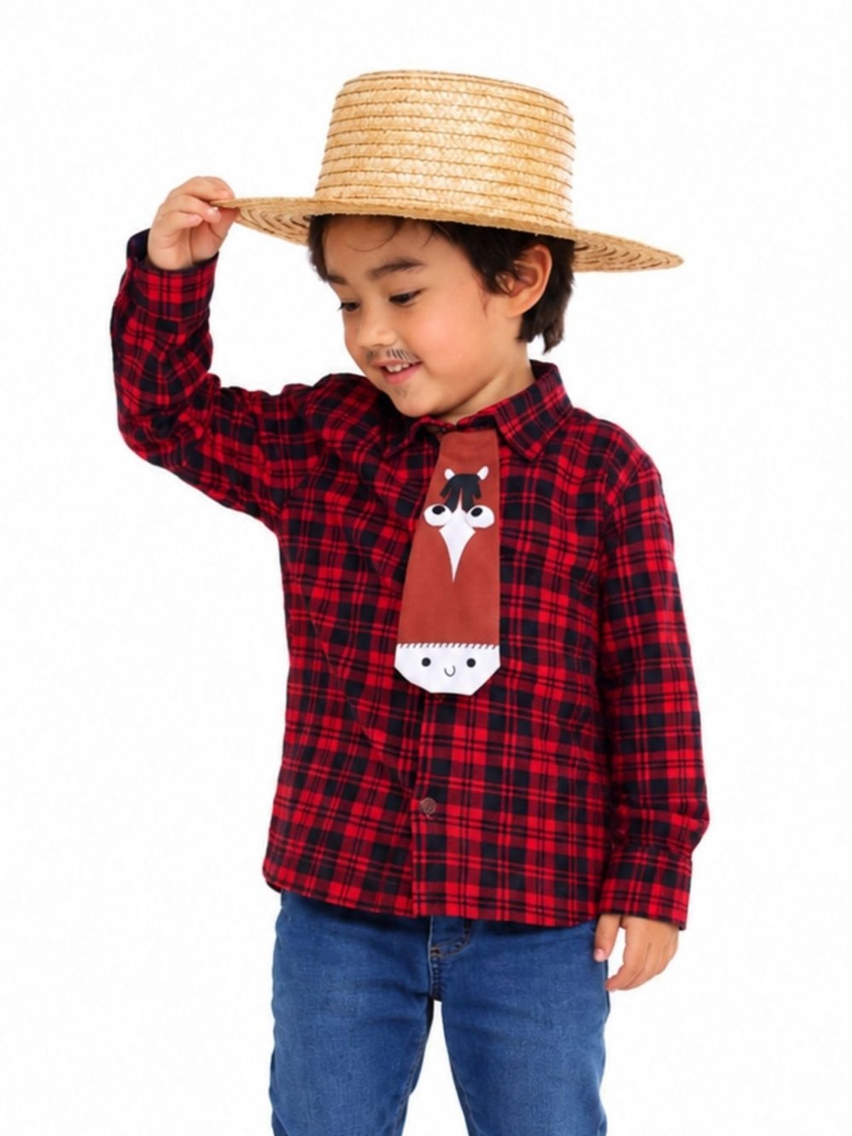 Infantil - Gravata Menino Festa Junina Alphabeto Marrom Marrom