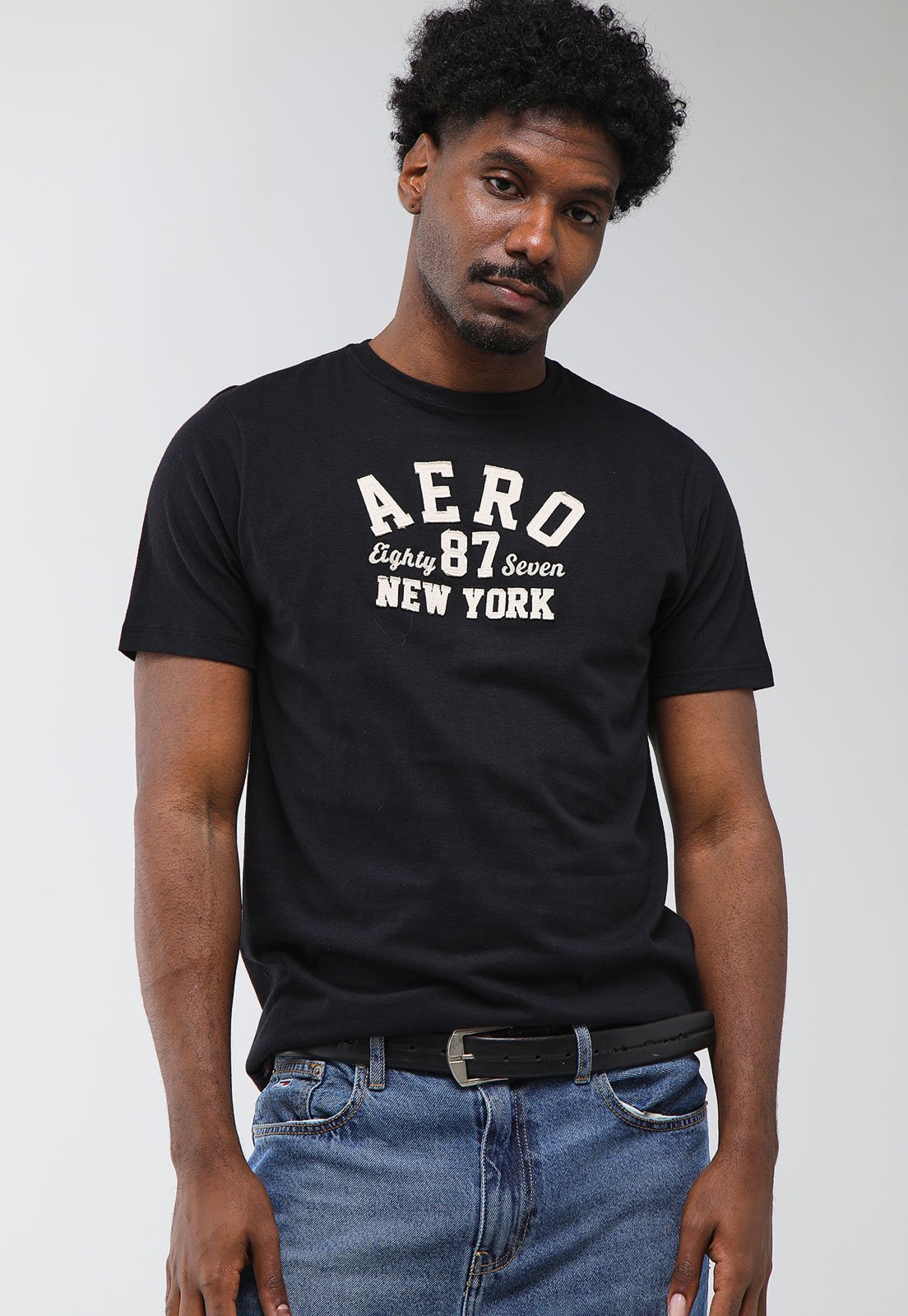 Camiseta Masculina Aeropostale Estampa Aero 87 New York Preta