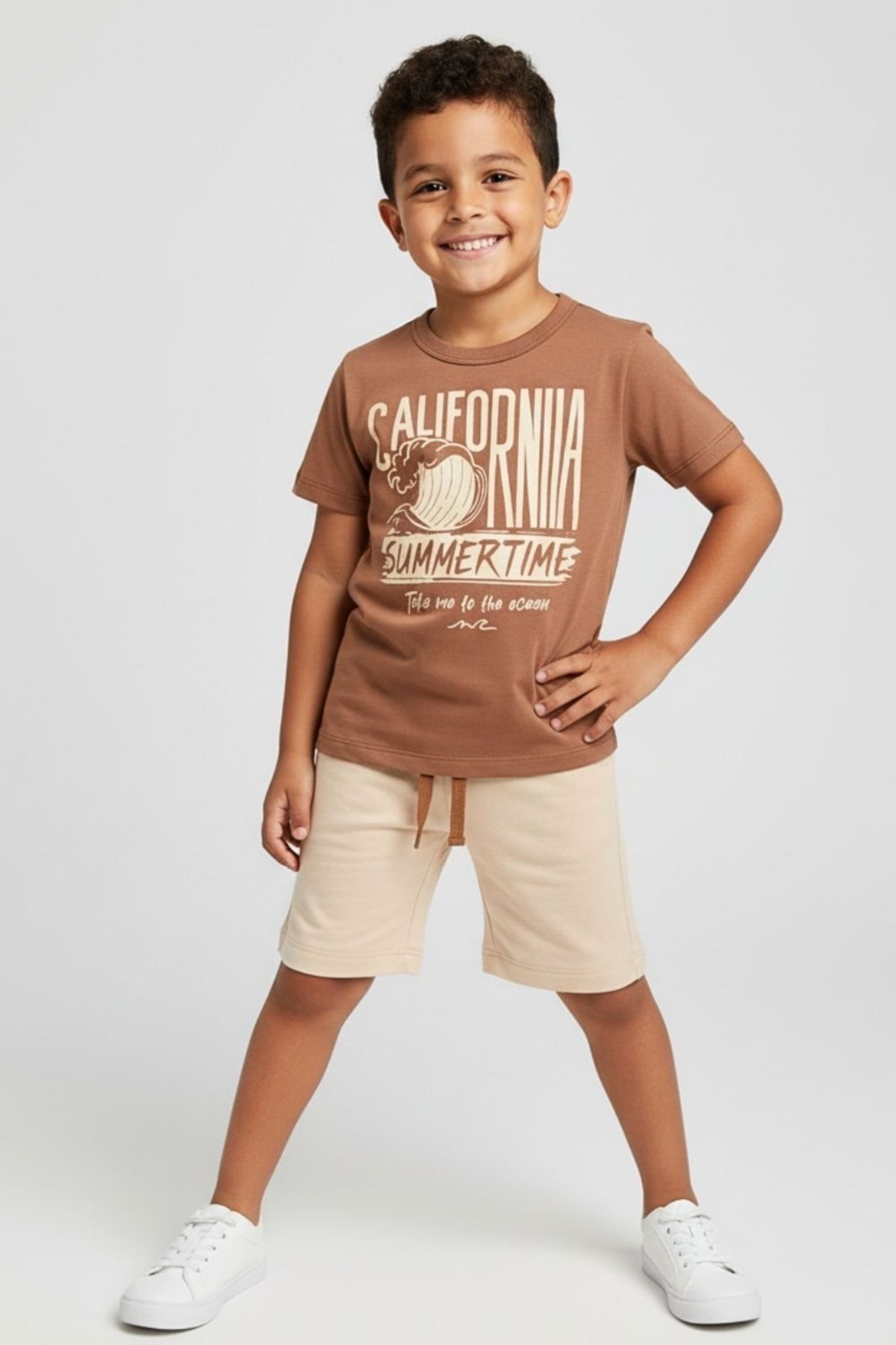 Vista 2 Infantil - Conjunto Bem Vestir Masculino Camiseta e Bermuda Califórnia marrom BEM VESTIR marrom