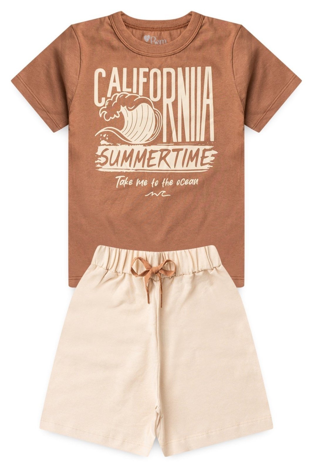 Vista 3 Infantil - Conjunto Bem Vestir Masculino Camiseta e Bermuda Califórnia marrom BEM VESTIR marrom