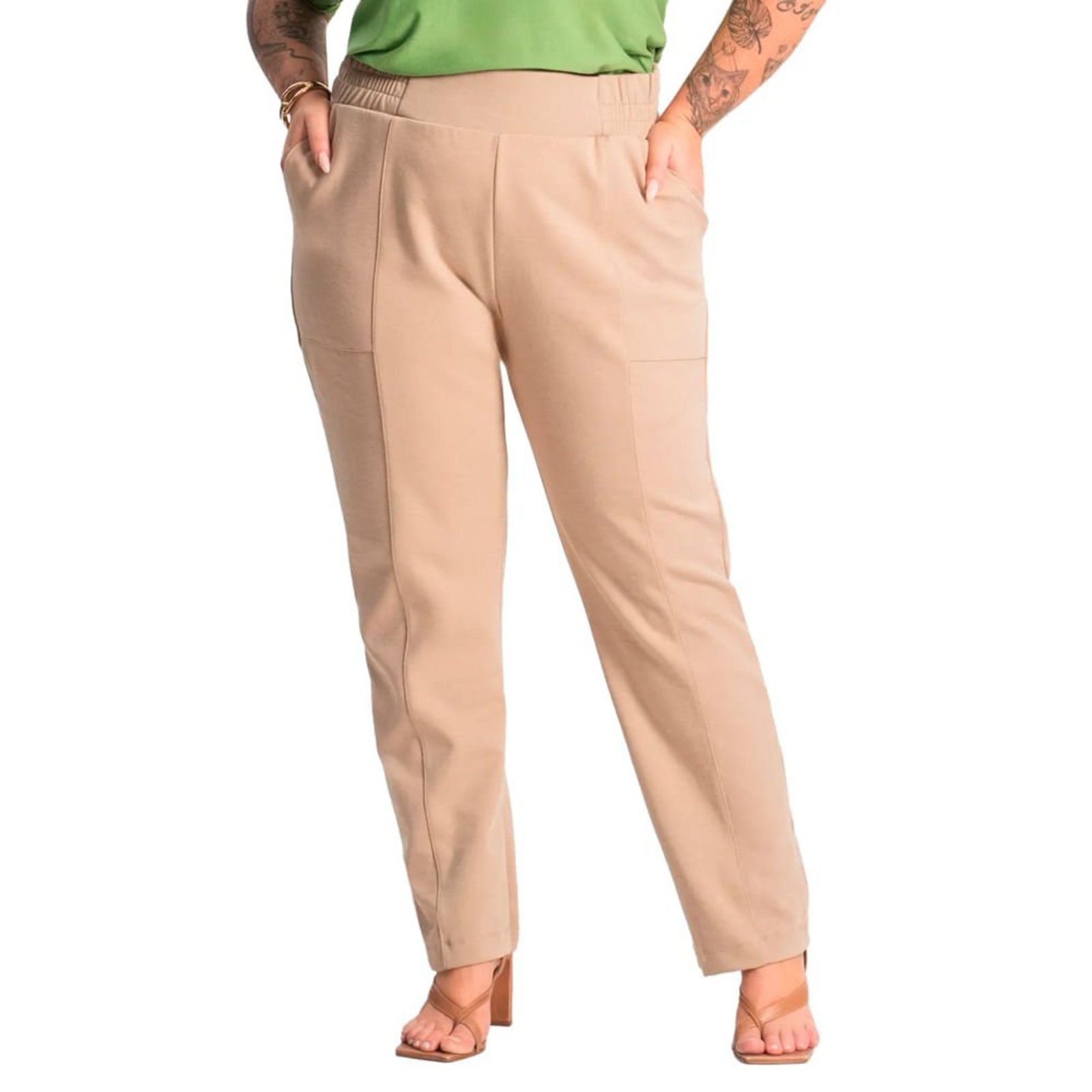 Calça Feminina Secret Glam Plus Size com Elástico Nude