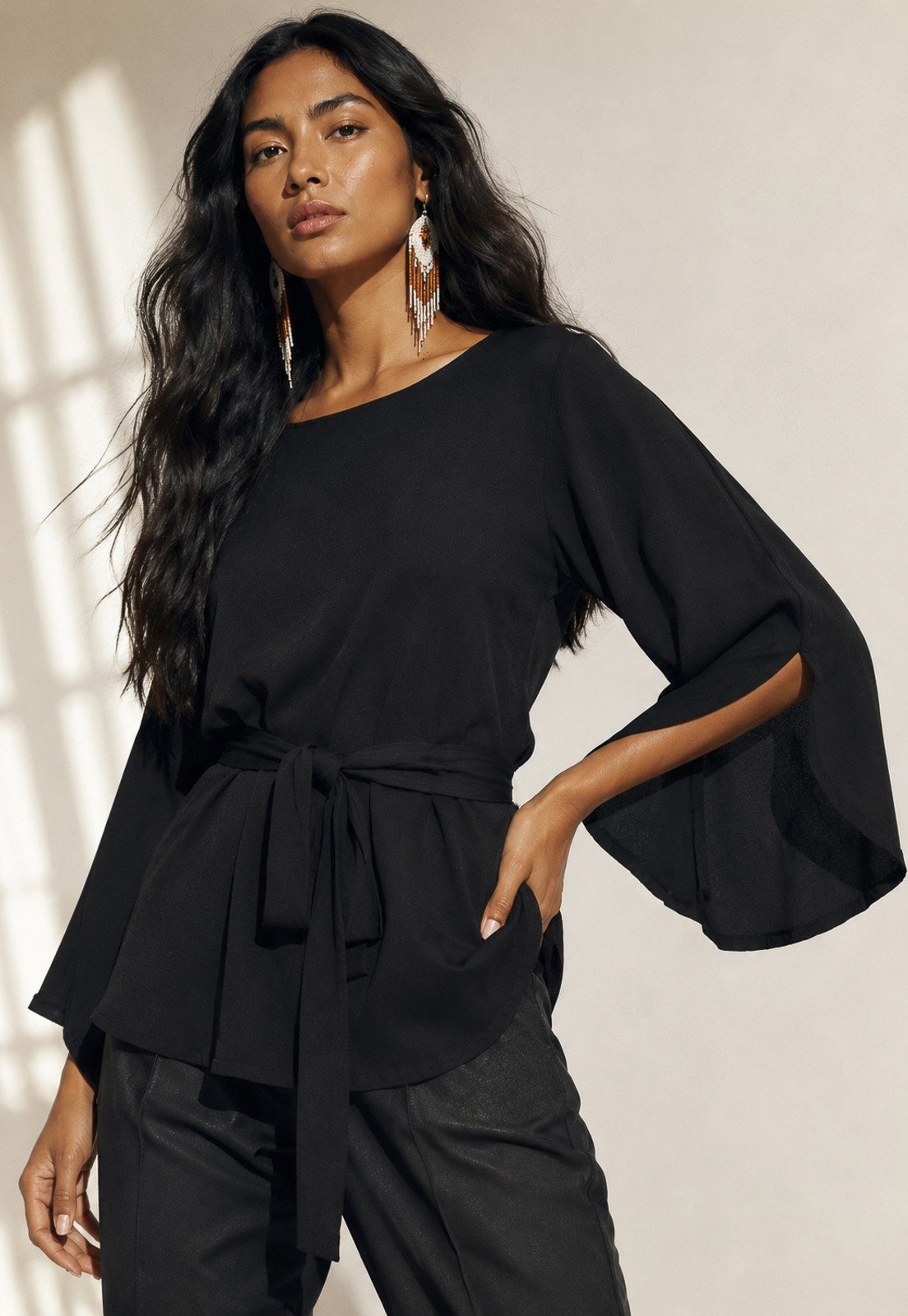 Blusa Amazonia Vital Viscose Poranga Asa da Noite Preta