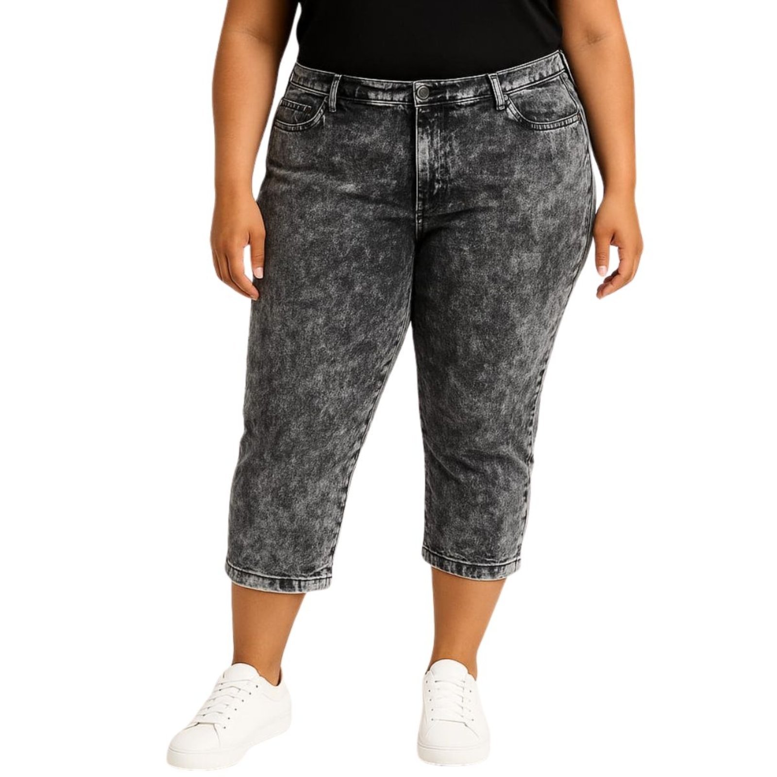 Calça Feminina Capri Jeans Loka Cinza Grafite