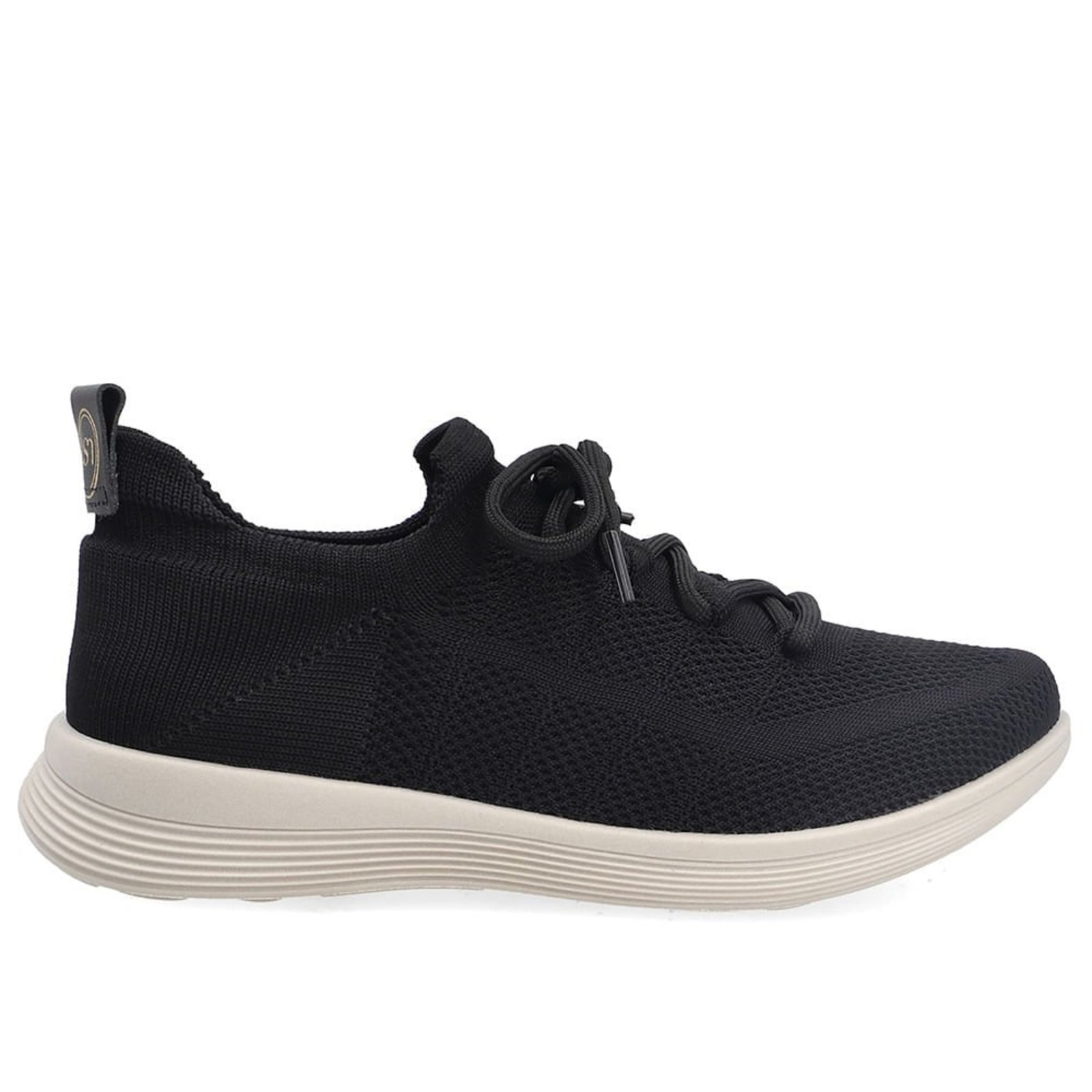 Tênis Slip On Em Tricot Preto Com Cadarço