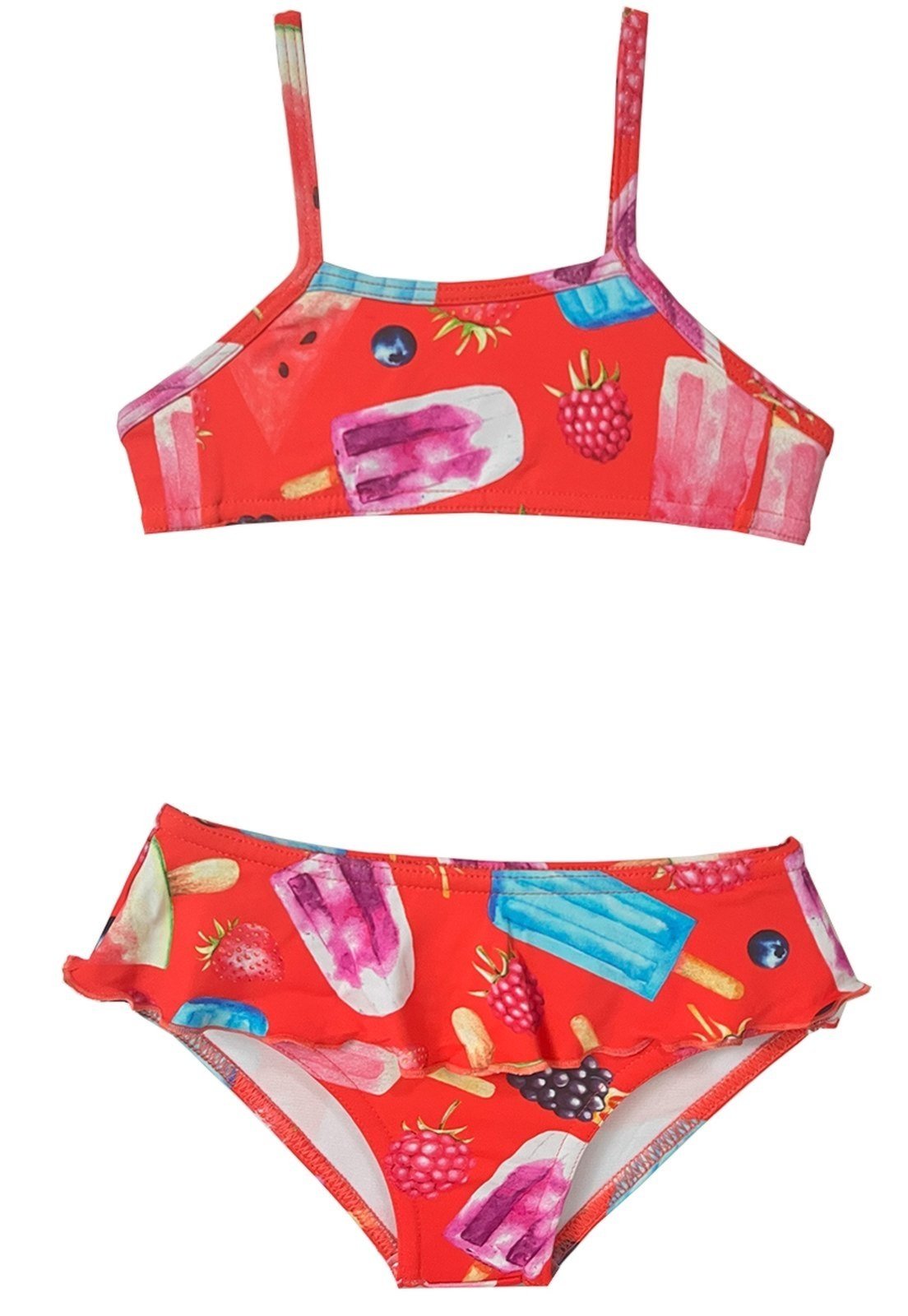 Conjunto Biquíni Metida Moça Estampado com Babados