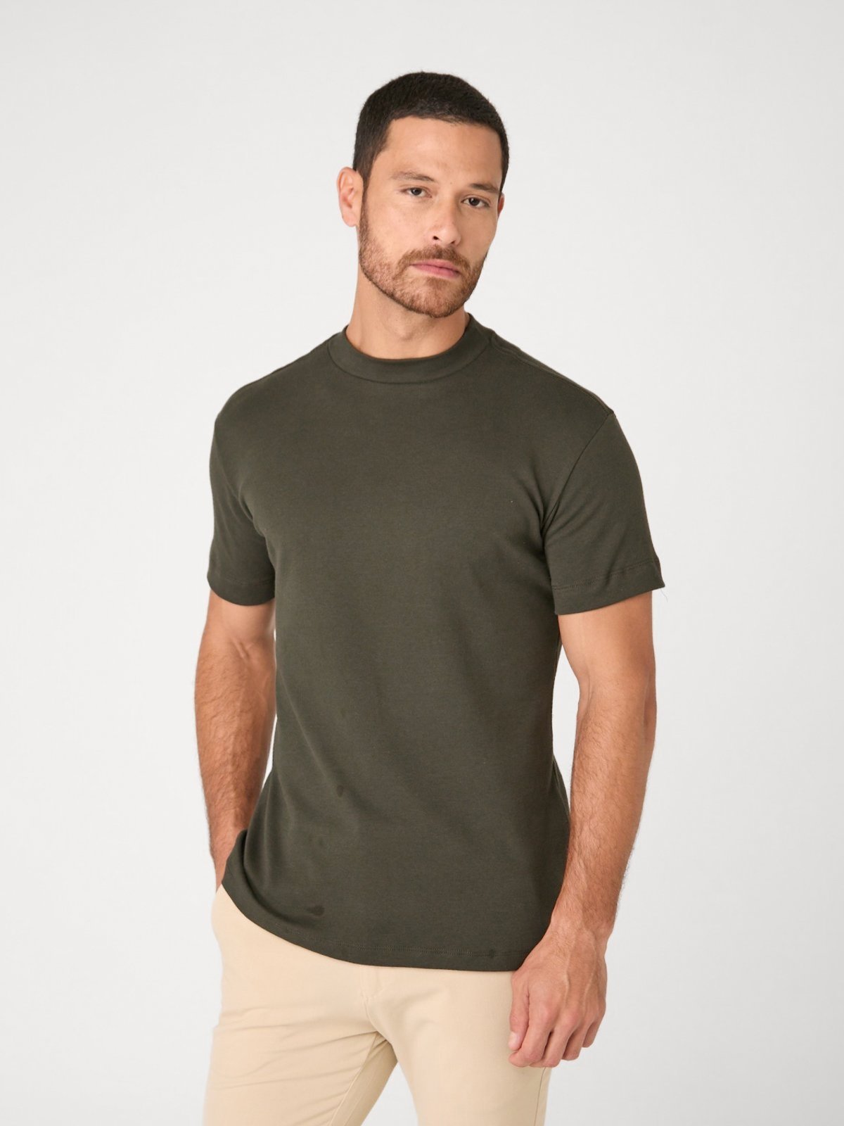 Camiseta Premium Gola Alta Verde Midnight