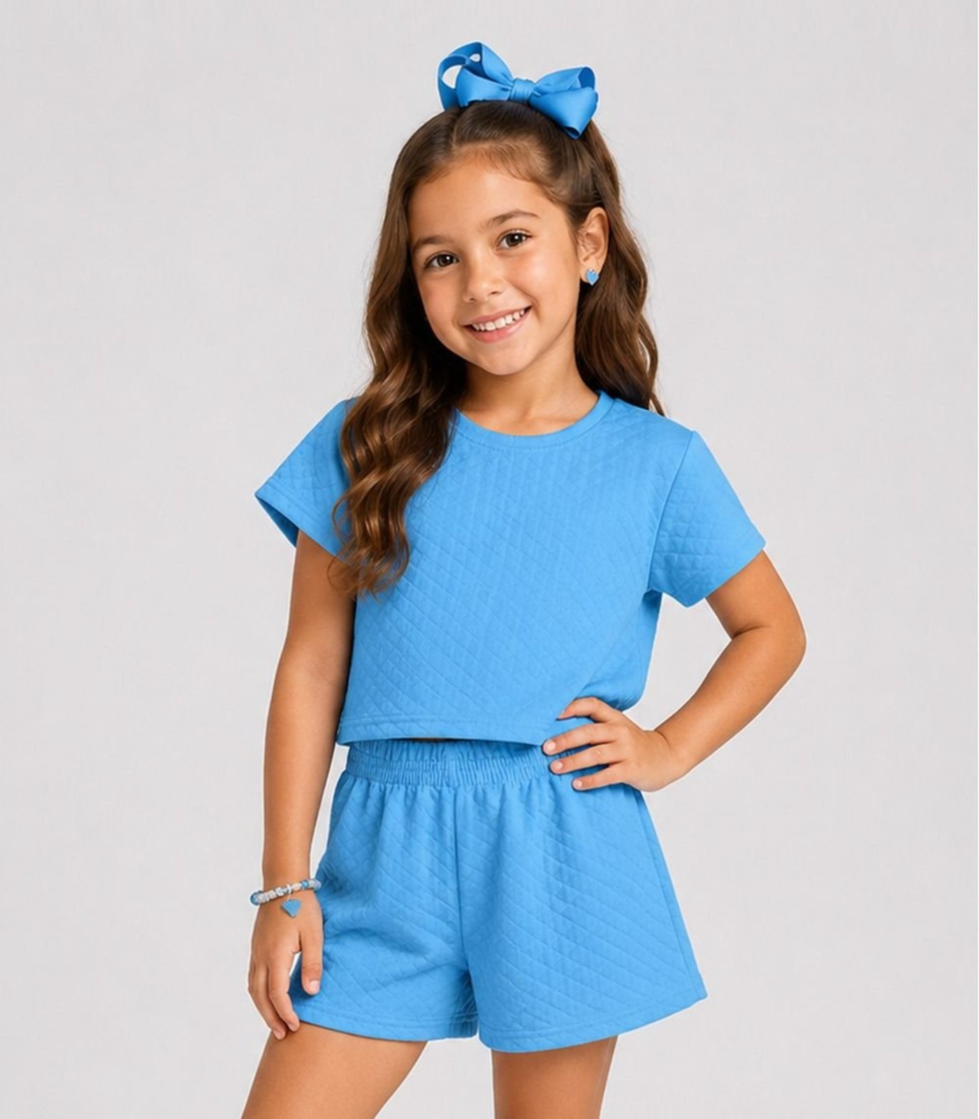 Infantil - Conjunto Menina Blusa e Short Select Azul