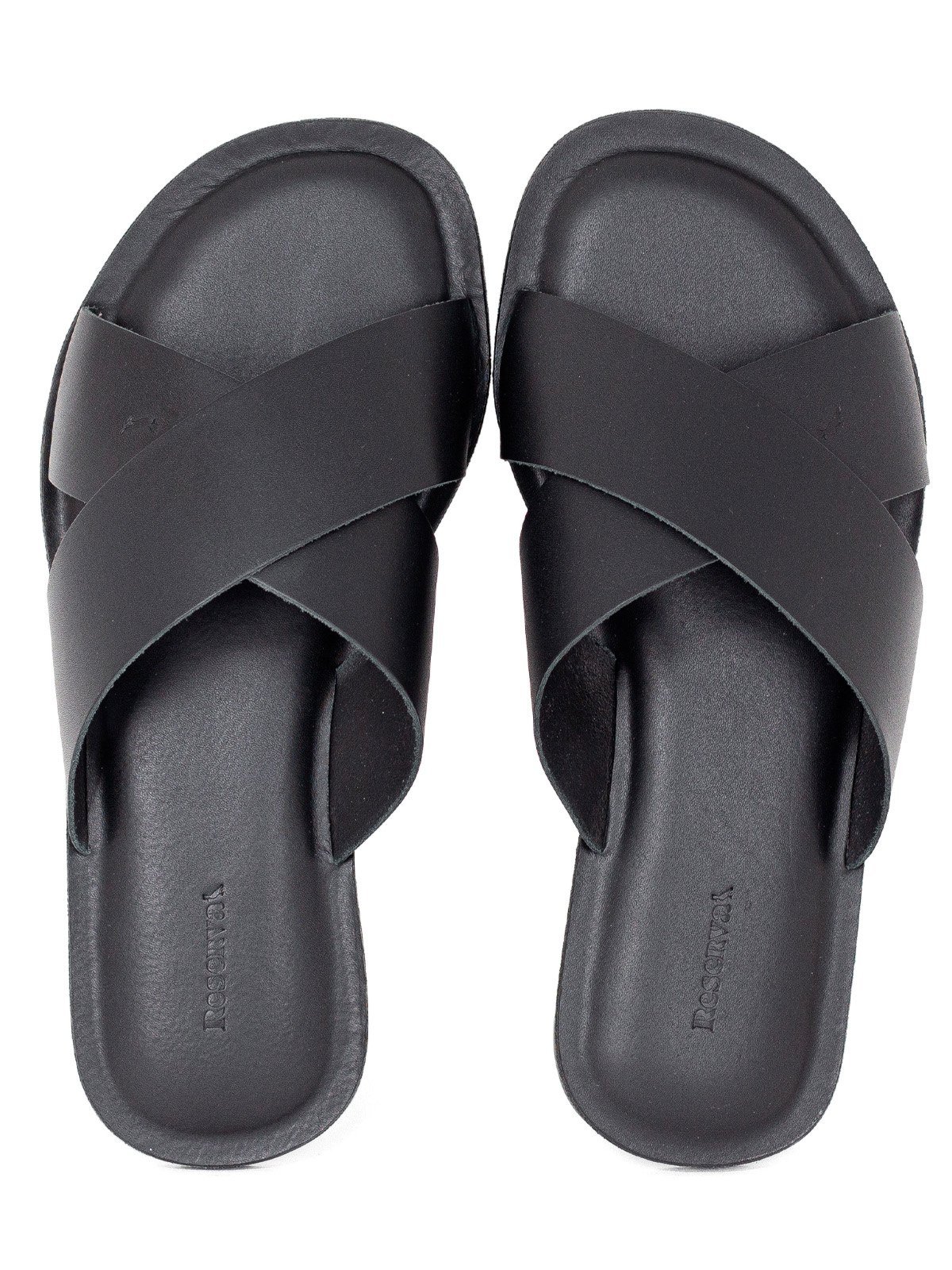 Sandália Masculina Reserva Go Atenas X Couro Confortável Palmilha Anatômica 751340003 Preto
