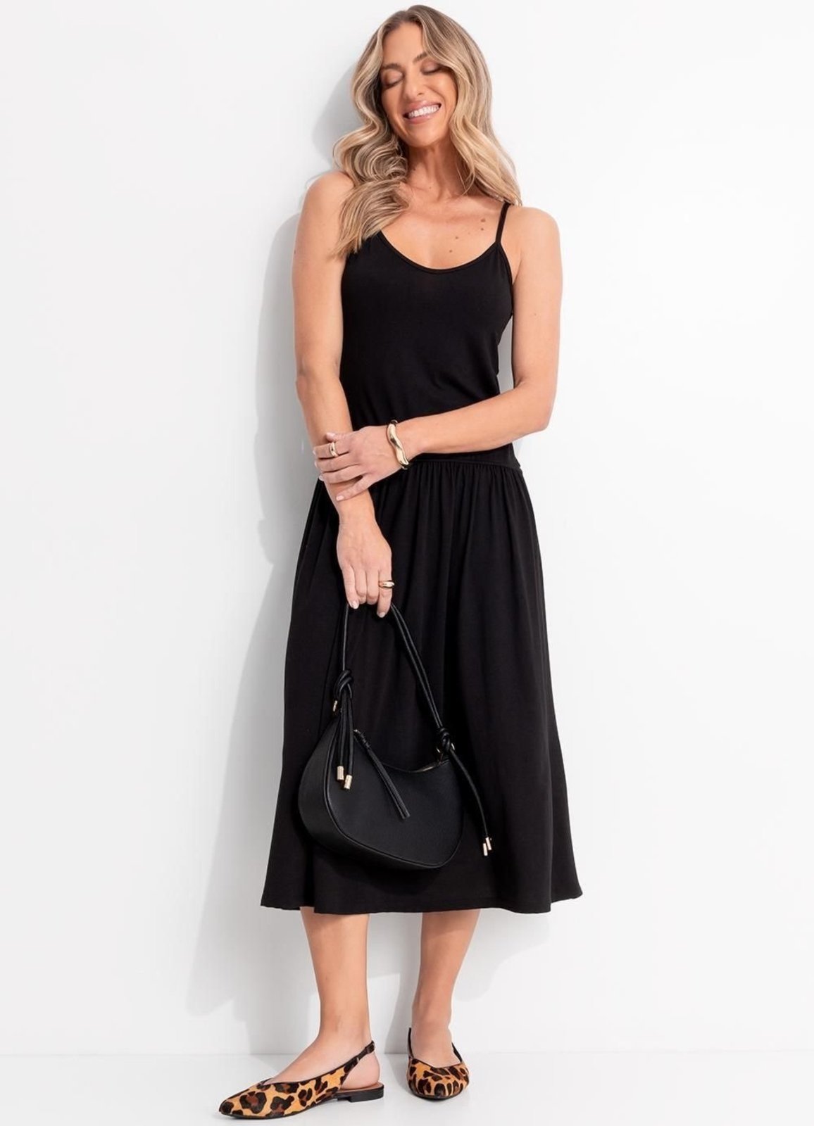 Vista 2 Vestido Em Malha Suede Quintess preto Quintess preto