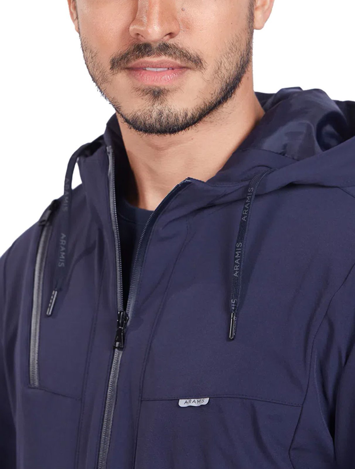Vista 3 Jaqueta Aramis Masculina Hoodie Nylon Bomber Superflex azul marinho Aramis azul marinho