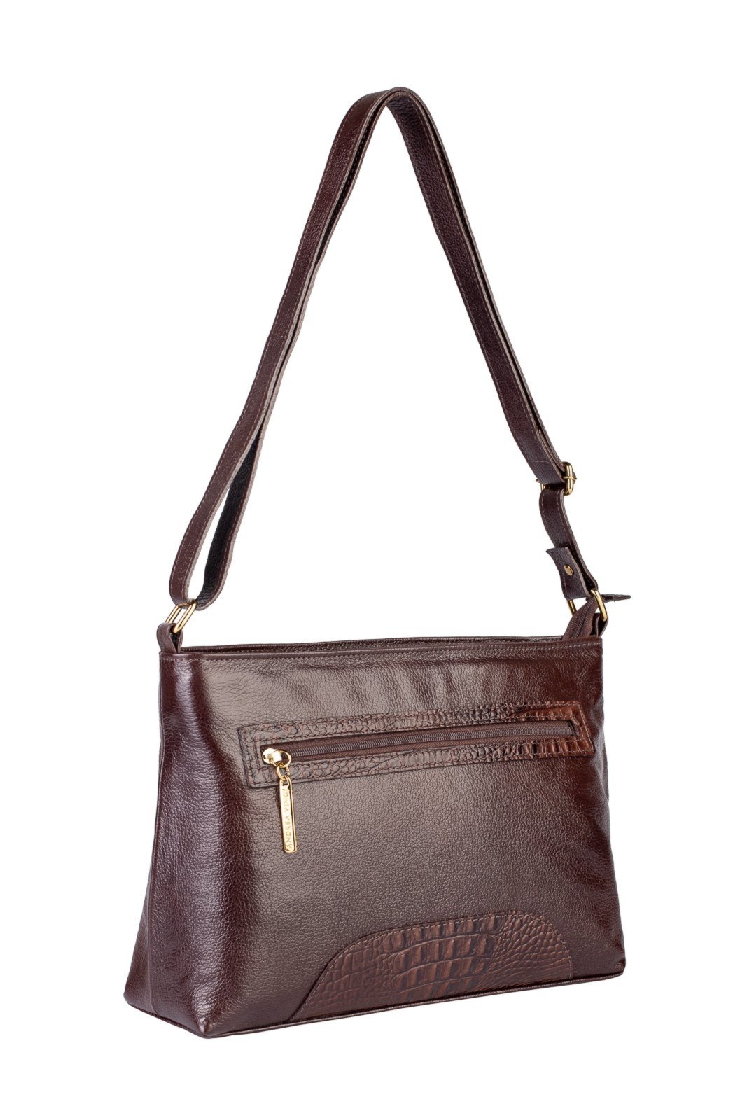 Vista 3 Bolsa Andrea Vinci Transversal De Couro Liso Antonela - Café vermelho Andrea Vinci vermelho