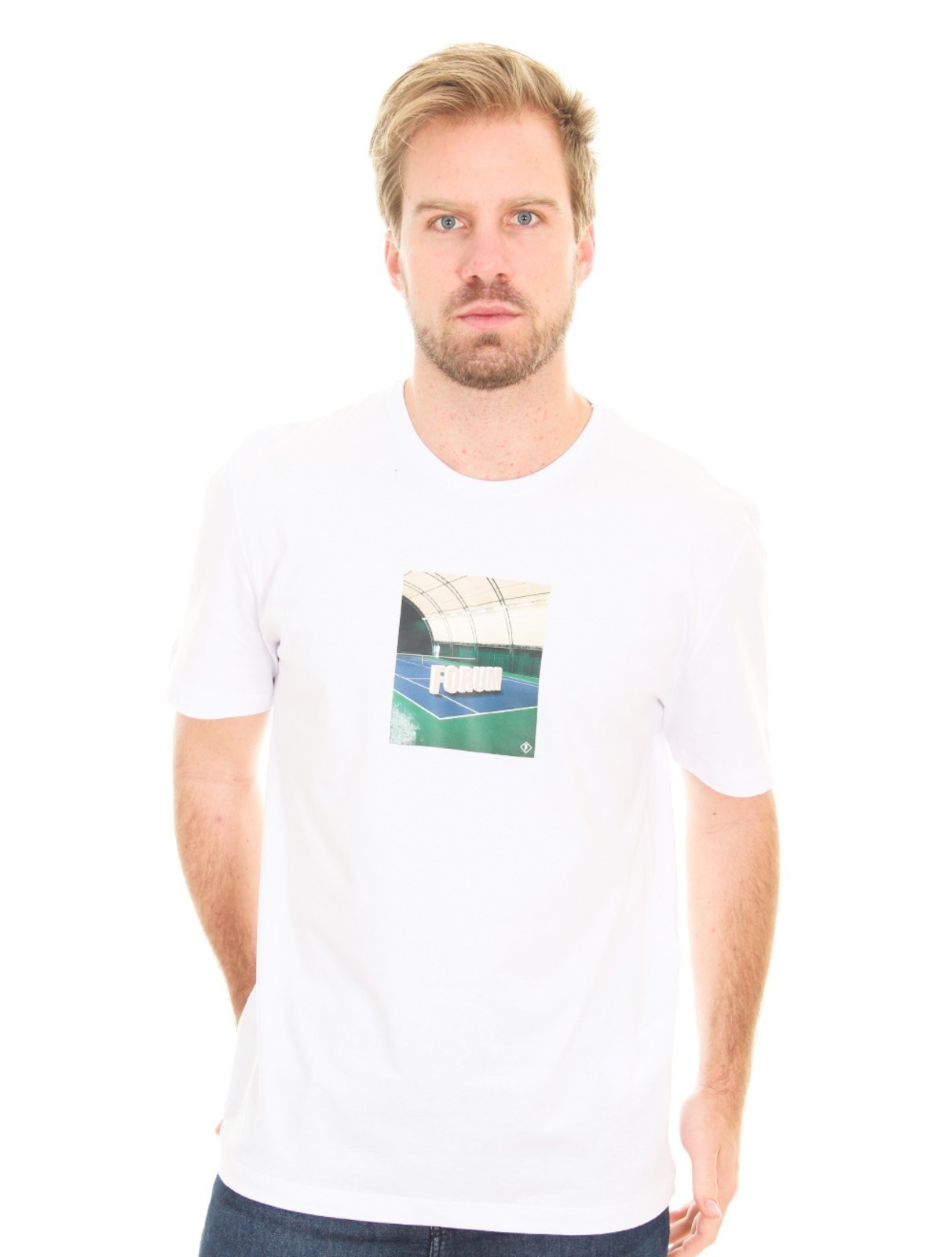 Camiseta Forum Masculina New Box Court Print Branca