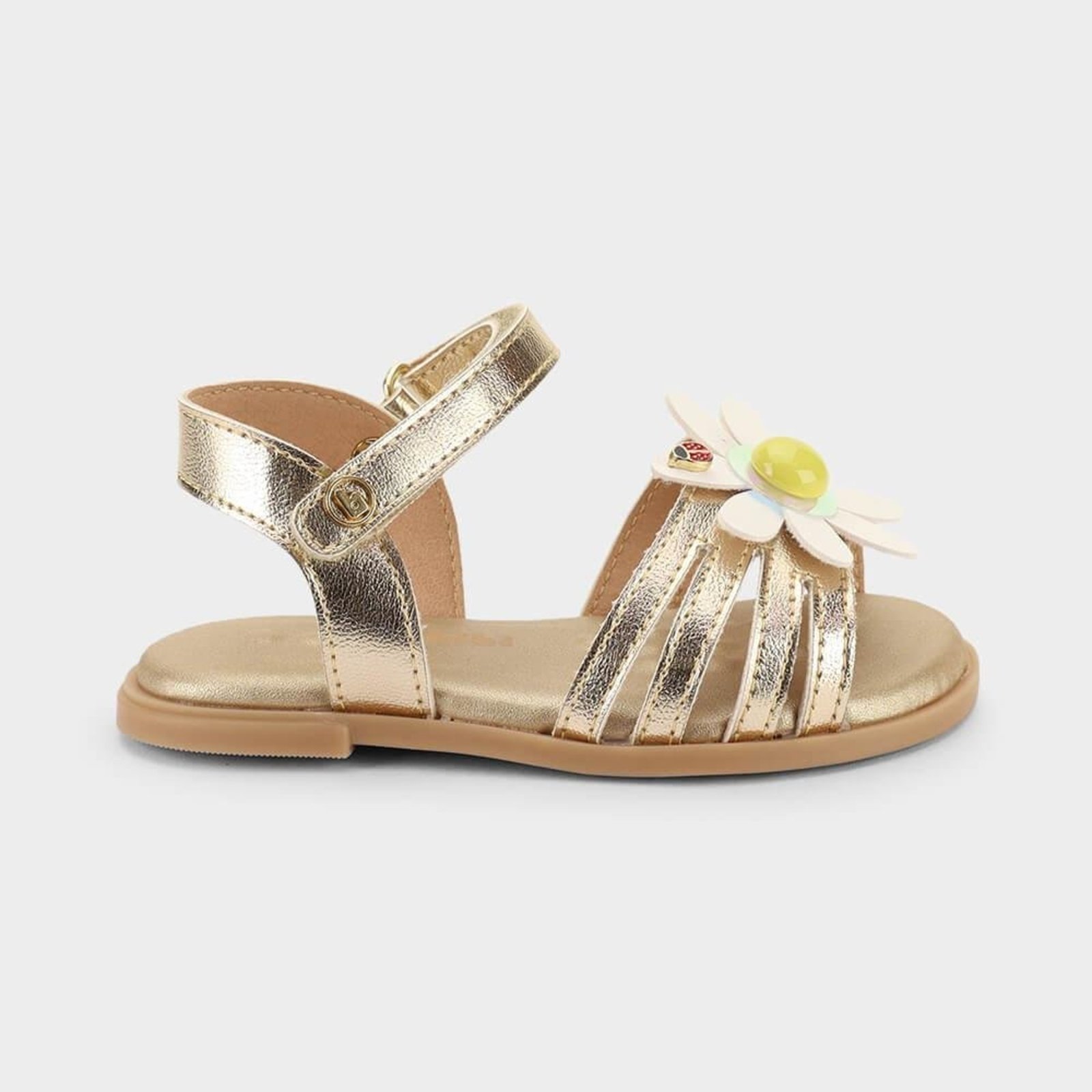 Infantil - Sandália Bibi Shine Mini Dourada com Flor 1233147 20