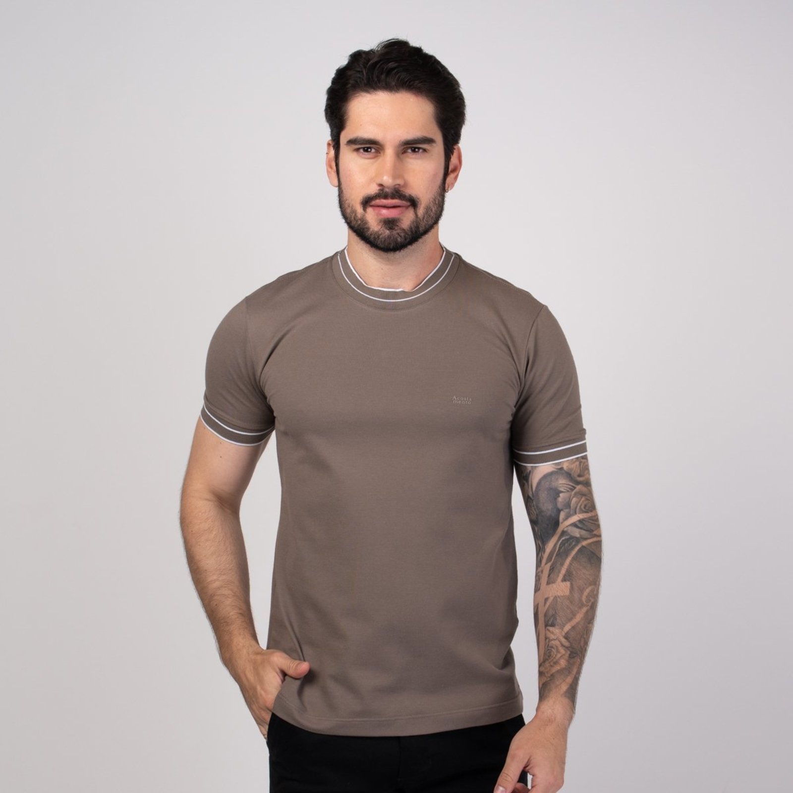 Camiseta Acostamento Frisos Khaki