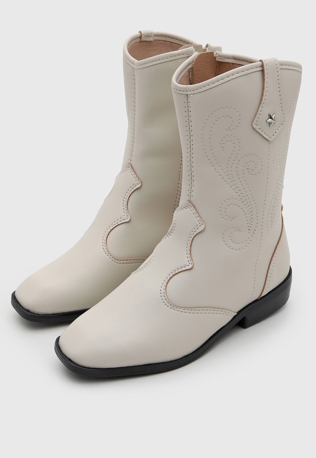 Infantil - Bota Molekinha Cano Médio Sintético Off-White