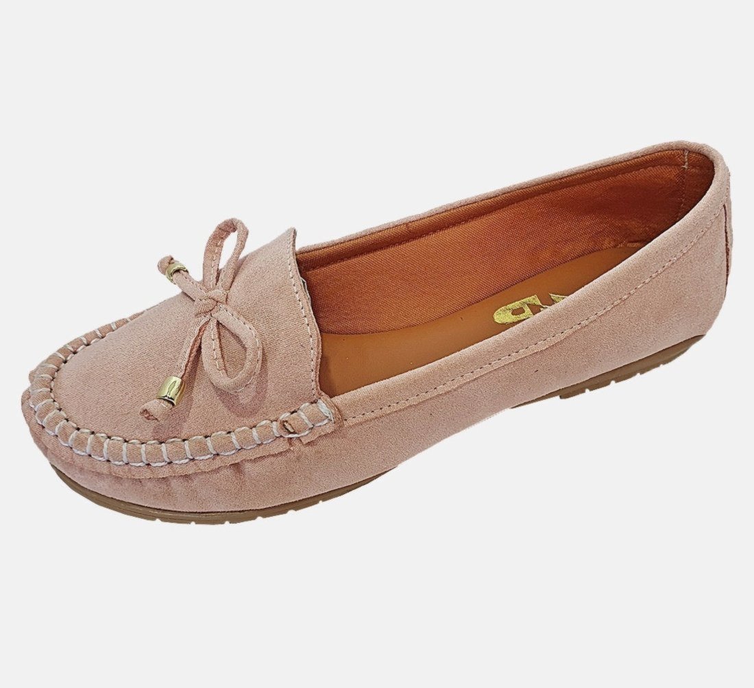 Sapatilha Mocassim Moda Pé Costurado à Mão Camurça Rosê