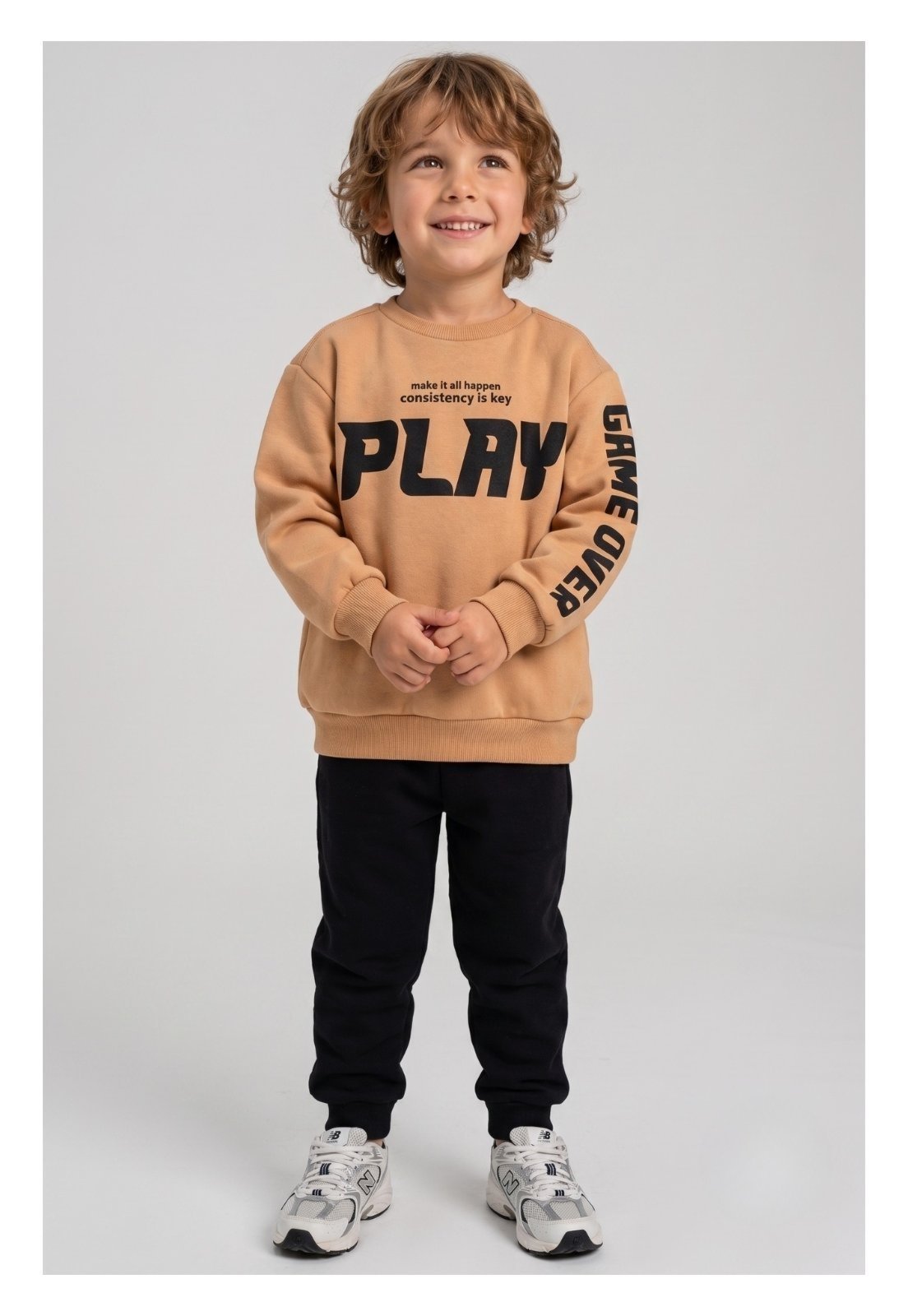 Infantil - Conjunto Bem Vestir Moletom Masculino Oversized Play Marrom