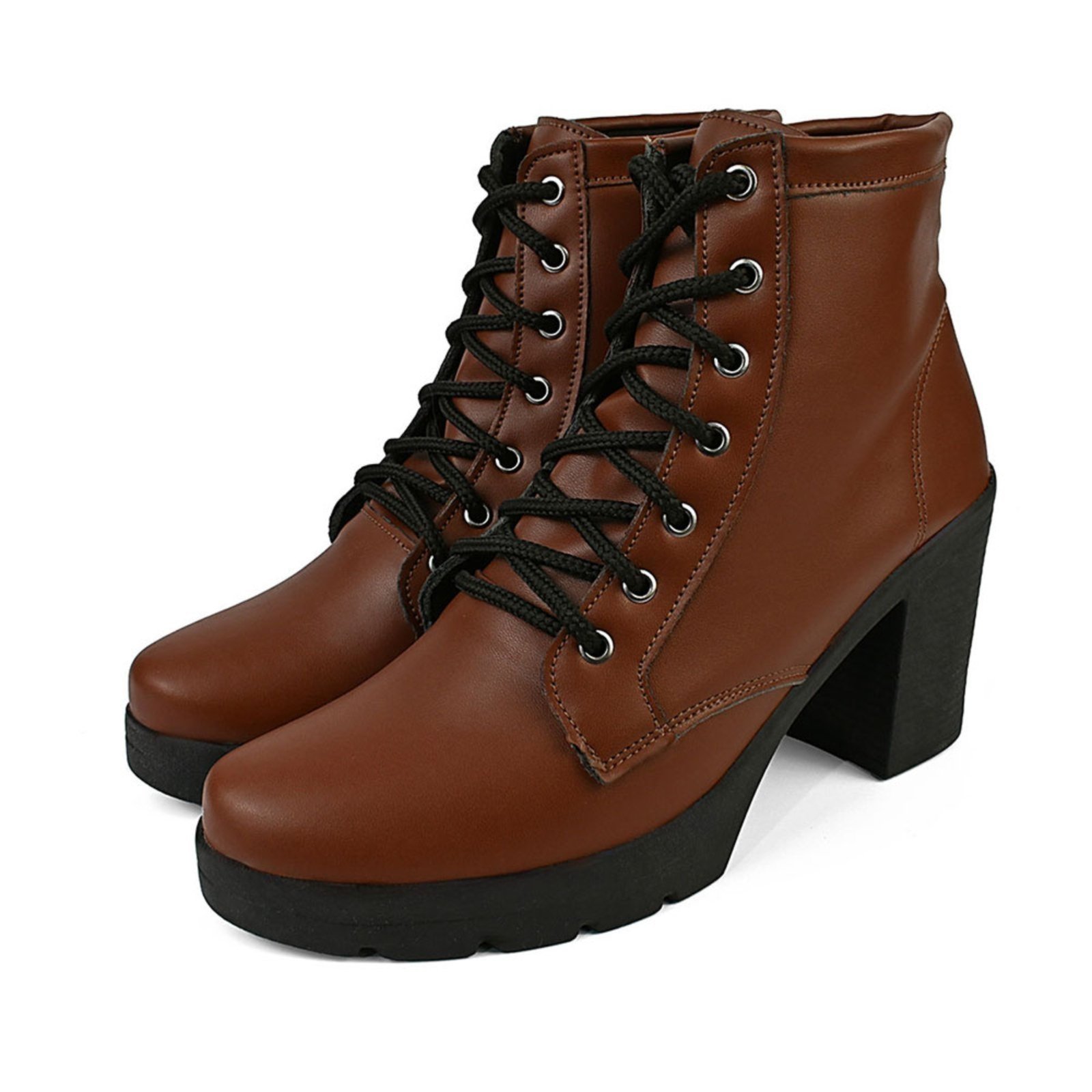 Vista 2 Coturno Feminino Bota Cano Médio CM Calçados Confortável Macio Salto Alto Tratorado Terra Monte Shoes marrom Monte Shoes marrom