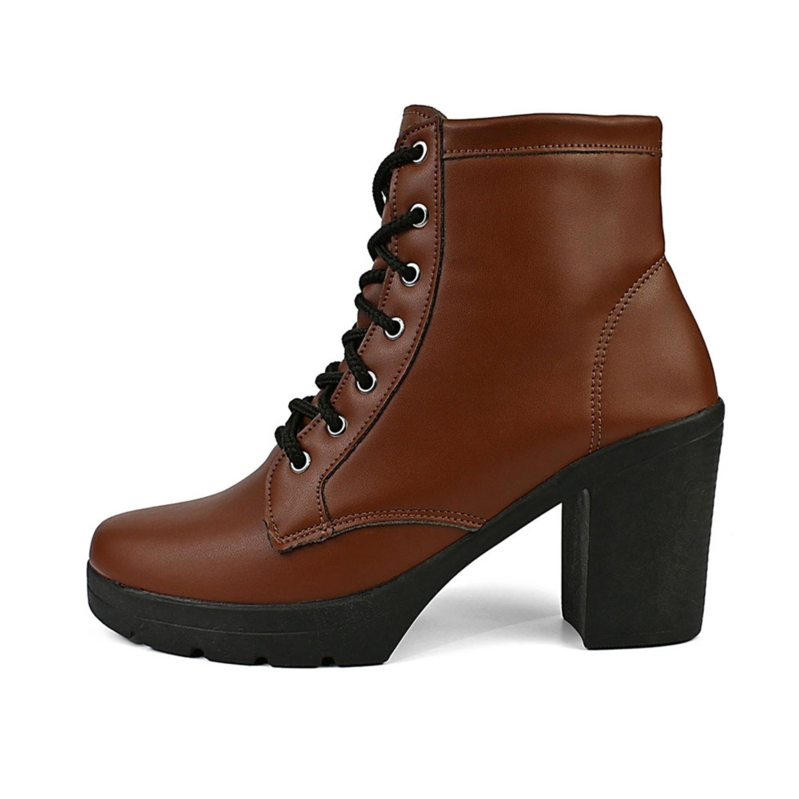 Vista 3 Coturno Feminino Bota Cano Médio CM Calçados Confortável Macio Salto Alto Tratorado Terra Monte Shoes marrom Monte Shoes marrom