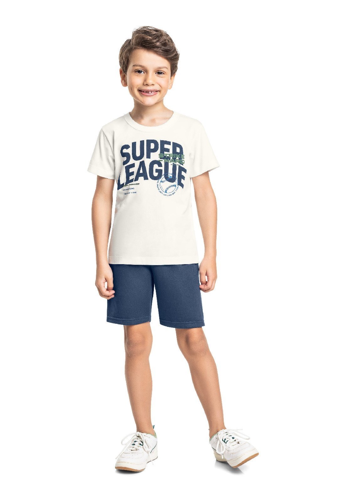 Infantil - Conjunto Super League Camiseta Bee Loop Branco