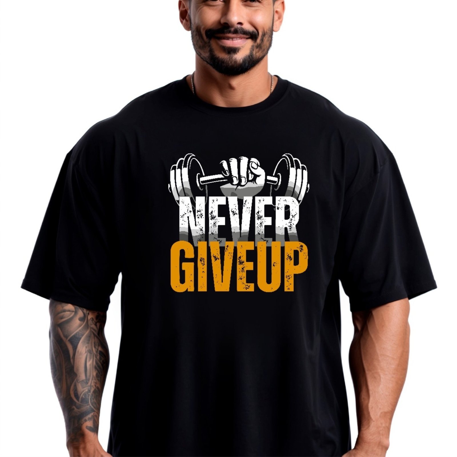 Camiseta Oversized Over Masculina Algodão Academia Preto