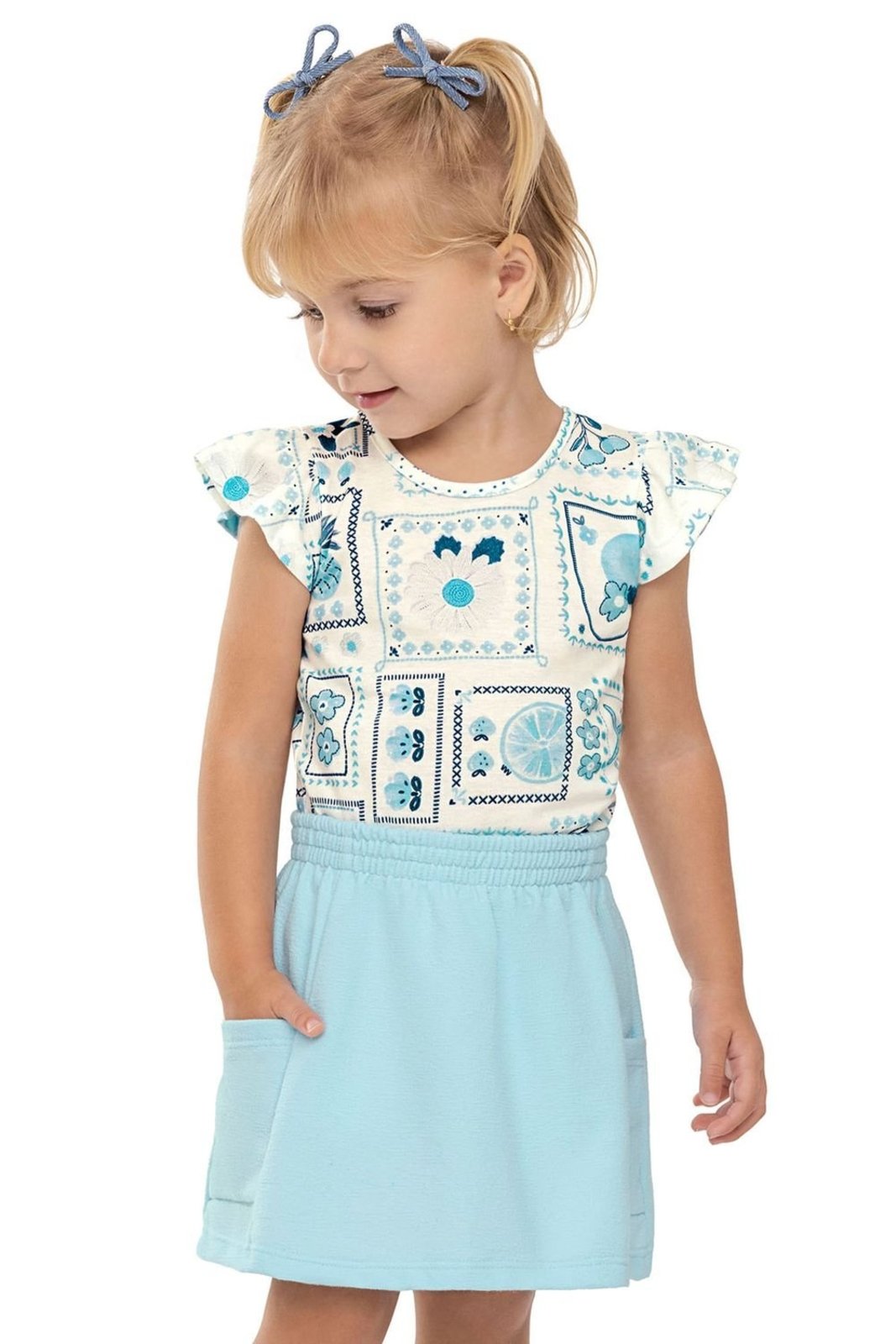 Infantil - Conjunto Menina Estampa Verão Elian Bege