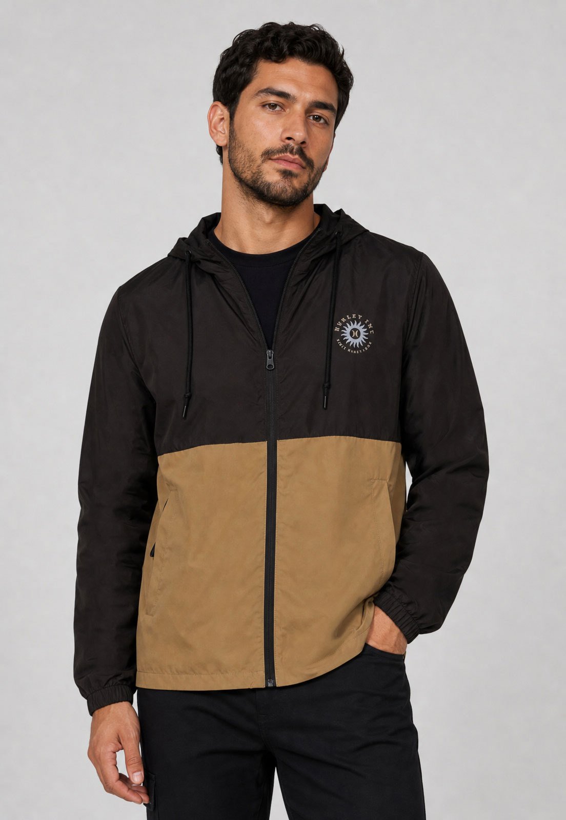 Jaqueta Masculina Hurley Corta Vento Trilha Imp Preta