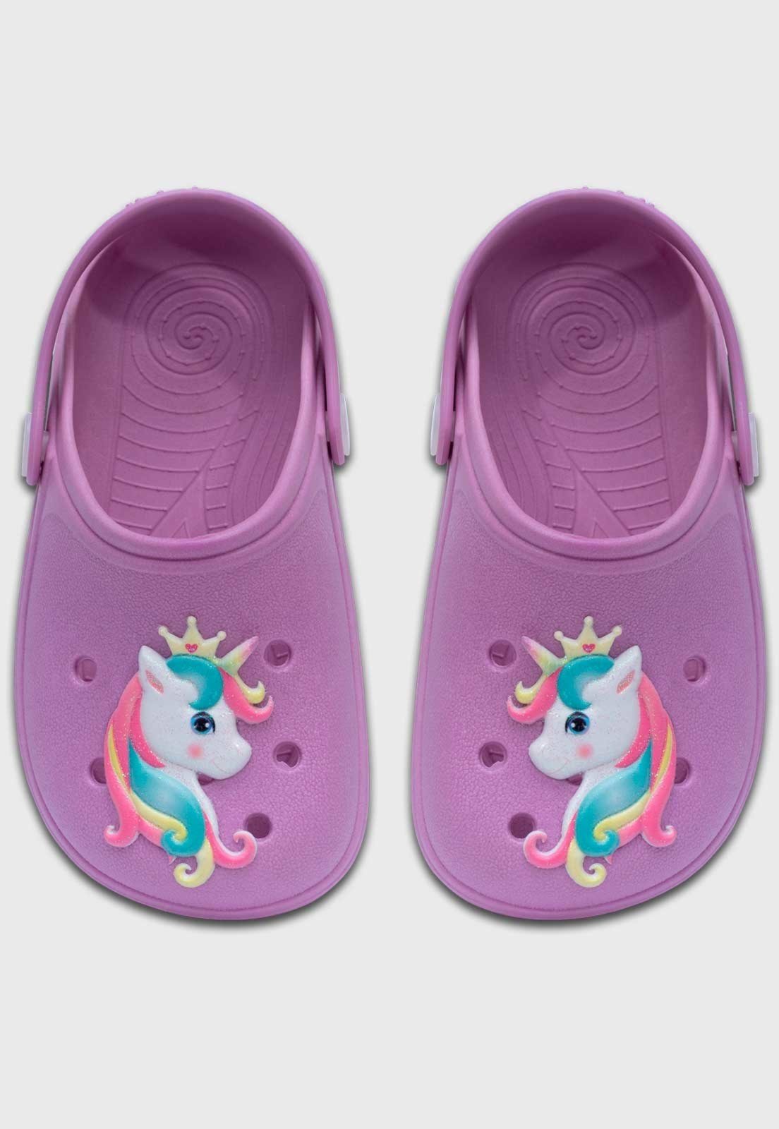 Vista 3 Infantil - Babuche Feminino Popidi Menina Unicornio Lilas Pópidí lilás