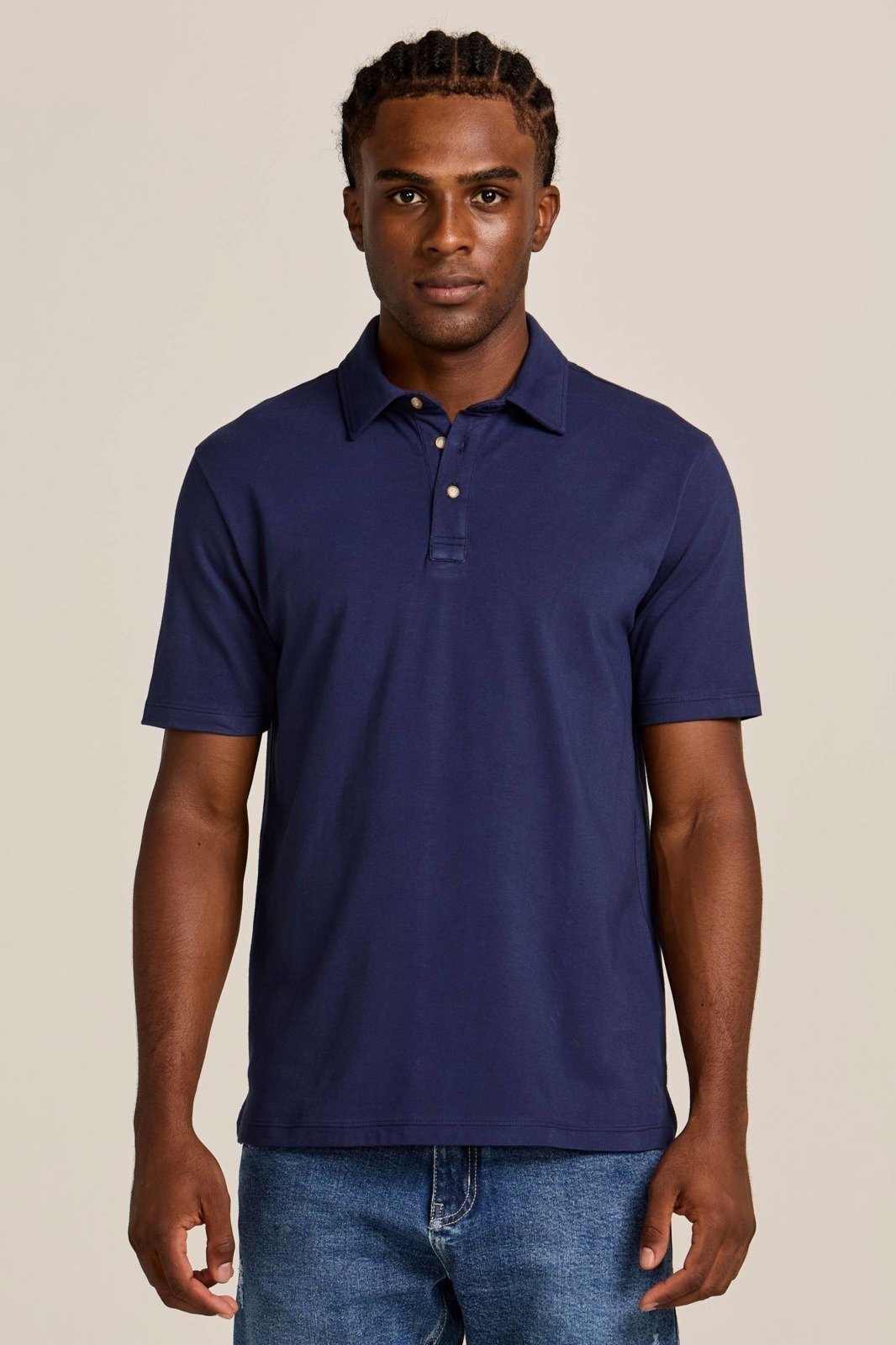 Polo Meia Malha Elastano Marinho Zapälla Azul Marinho