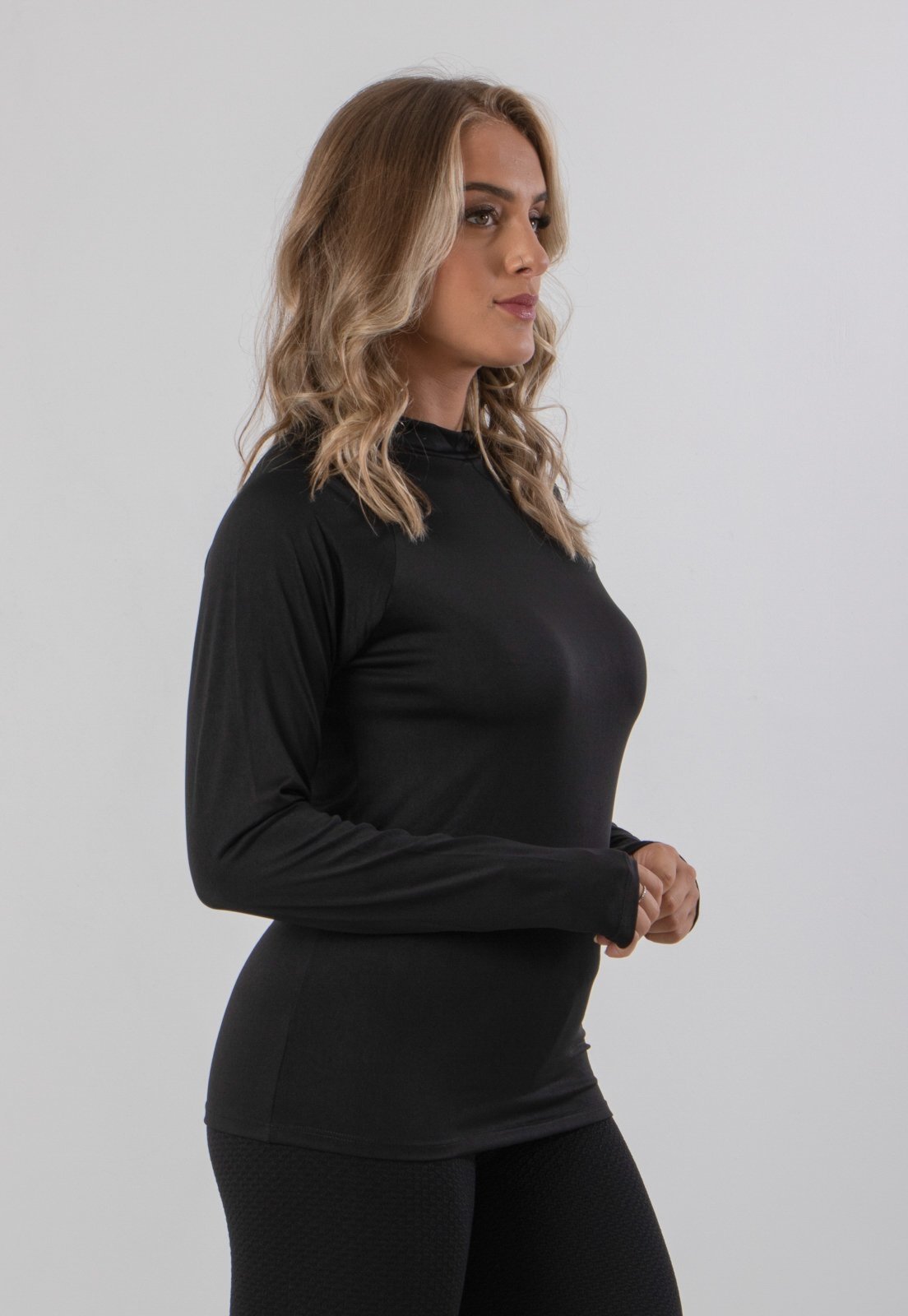 Vista 3 Camisa Térmica Diluxo Blusa Segunda Pele Proteção UV Preta preto Diluxo preto
