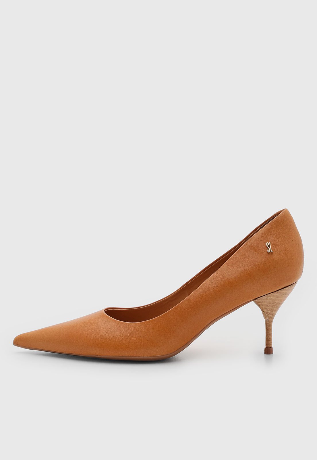 Scarpin Feminino Santa Lolla Couro Bico Fino Caramelo