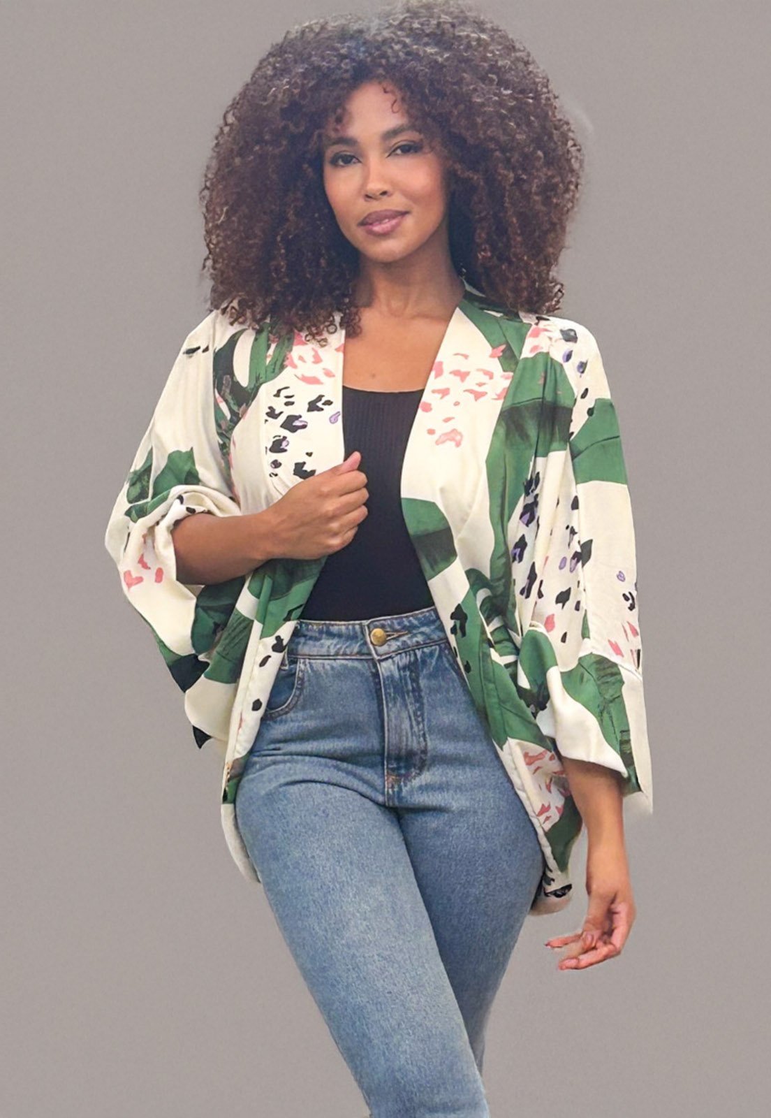 Kimono Cabanafree Estampa Folhagem Poética