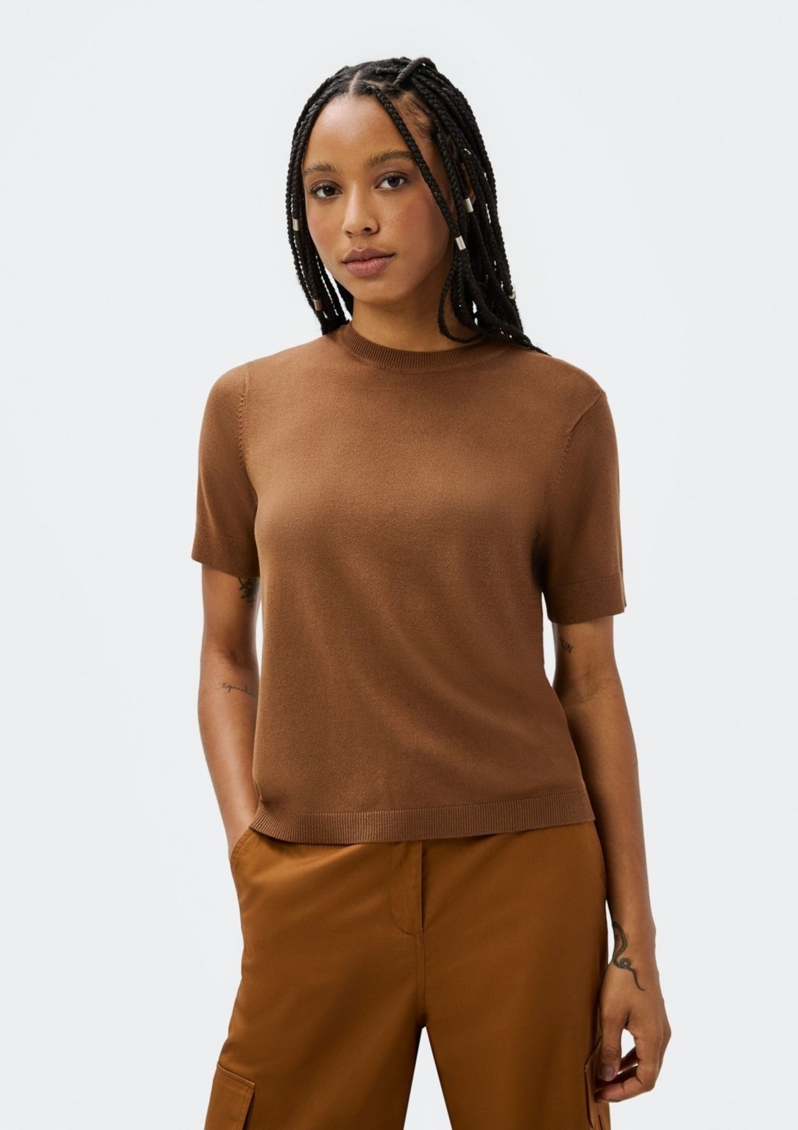 Blusa Feminina Manga Curta Em Tricô Leve Hering