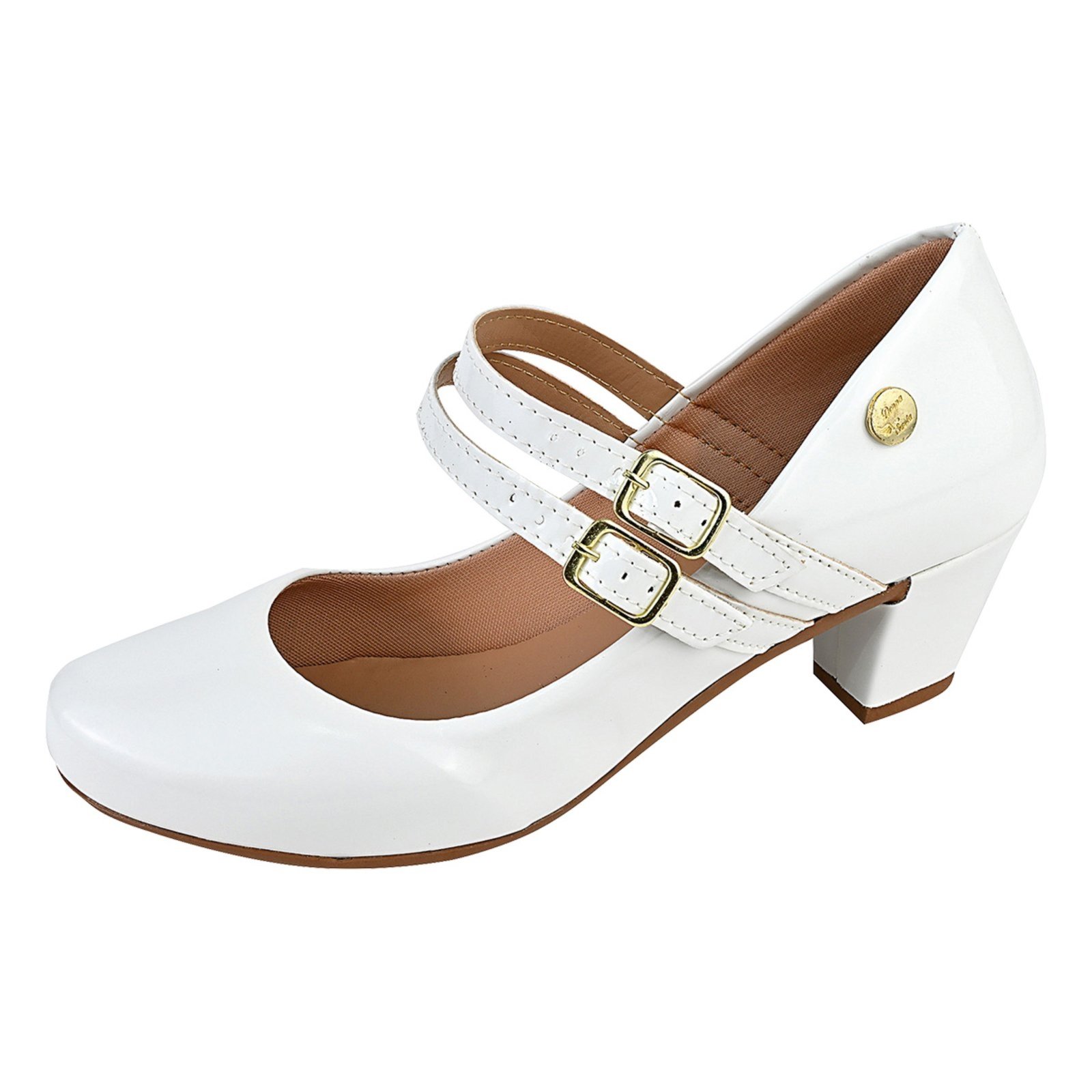 Scarpin Donna Santa Bico Redondo Boneca Duas Tiras Branco