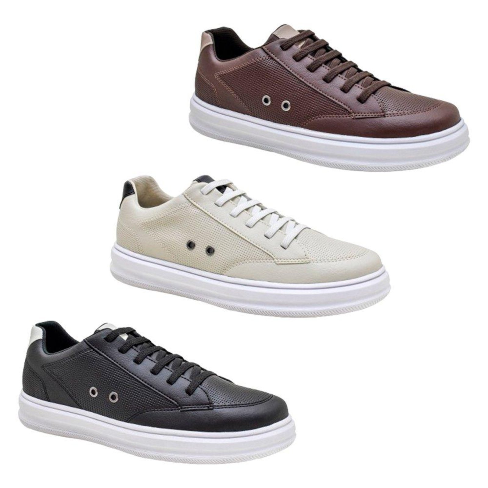 KIT 3 Pares De Tenis Casual Confortável Masculino Multicolorido