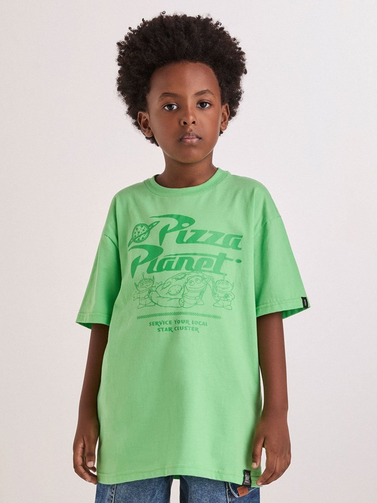 Infantil - Camiseta Verde da Pizza Planet